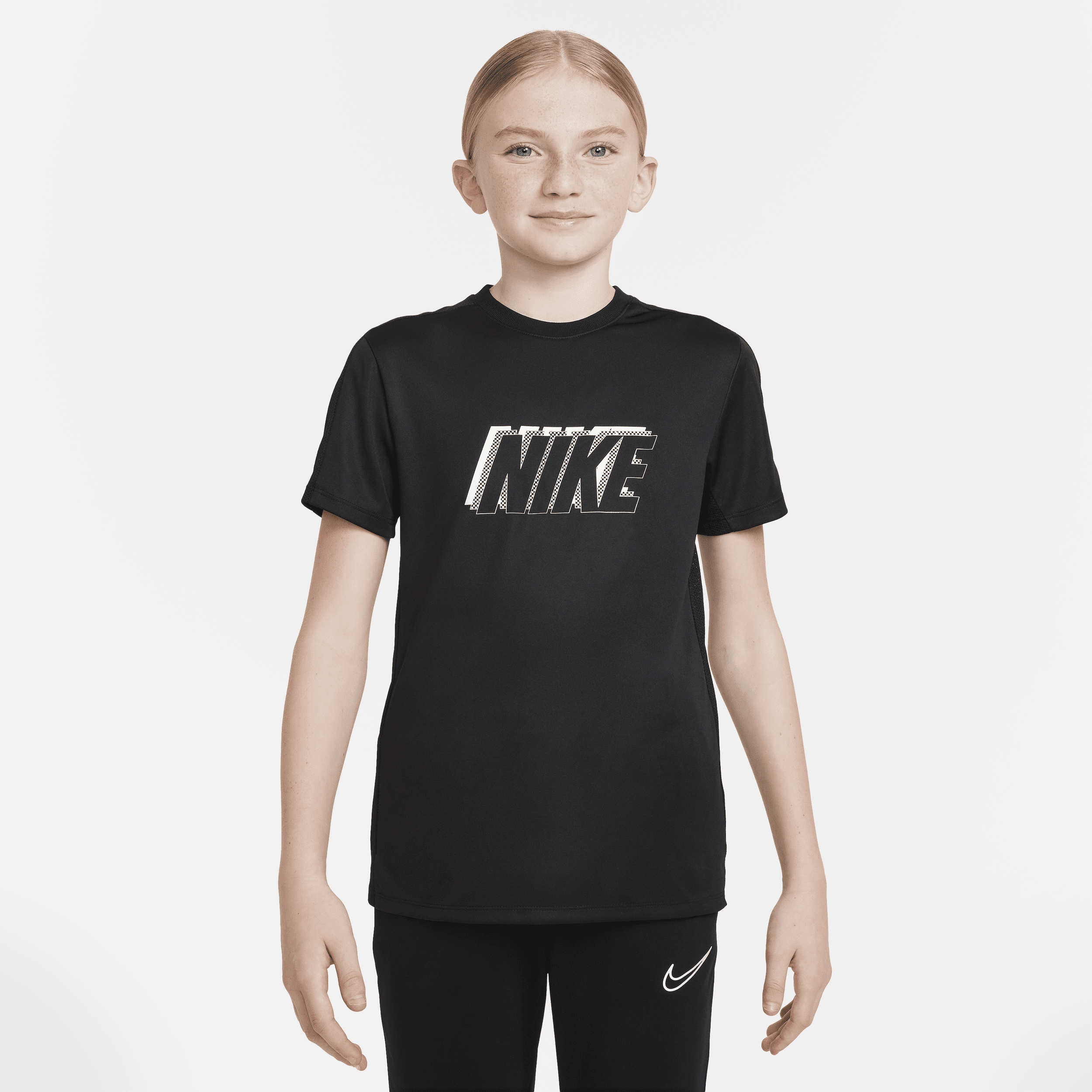 Nike Dri-fit Academy23 Big Kids' Short-sleeve Soccer Top In Black