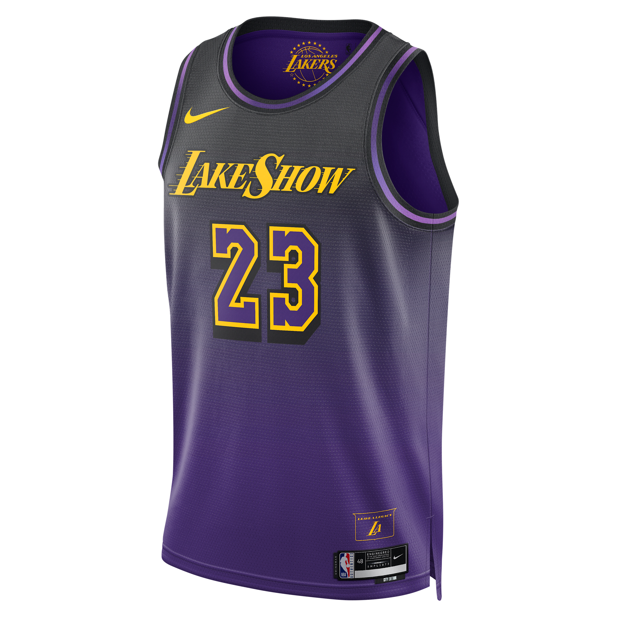 Nike Lebron James Los Angeles Lakers 2024/25 City Edition  Men's Dri-fit Nba Swingman Jersey In Purple