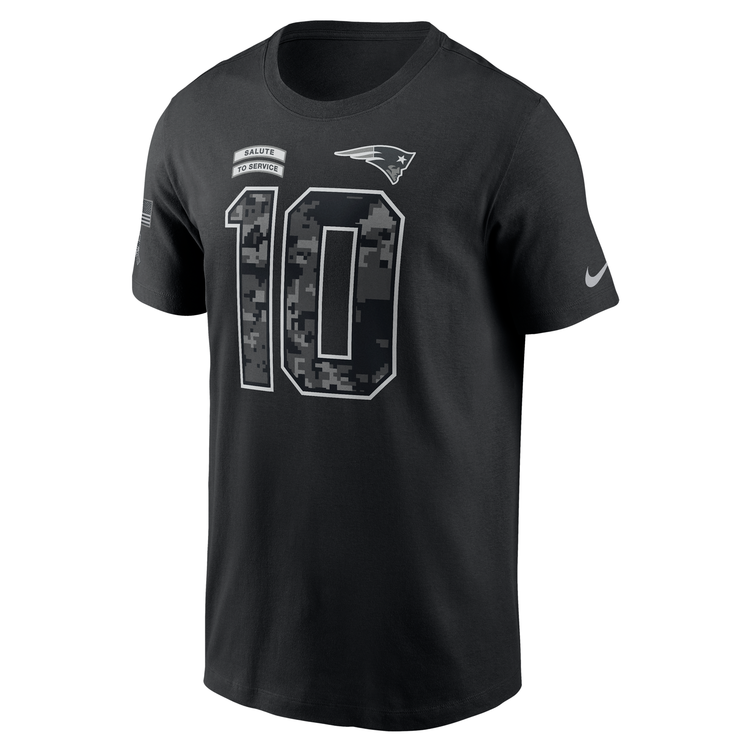 Drake Maye New England Patriots Salute to Service Nike Men's NFL T-Shirt in Black | N19900AF3L-5GA