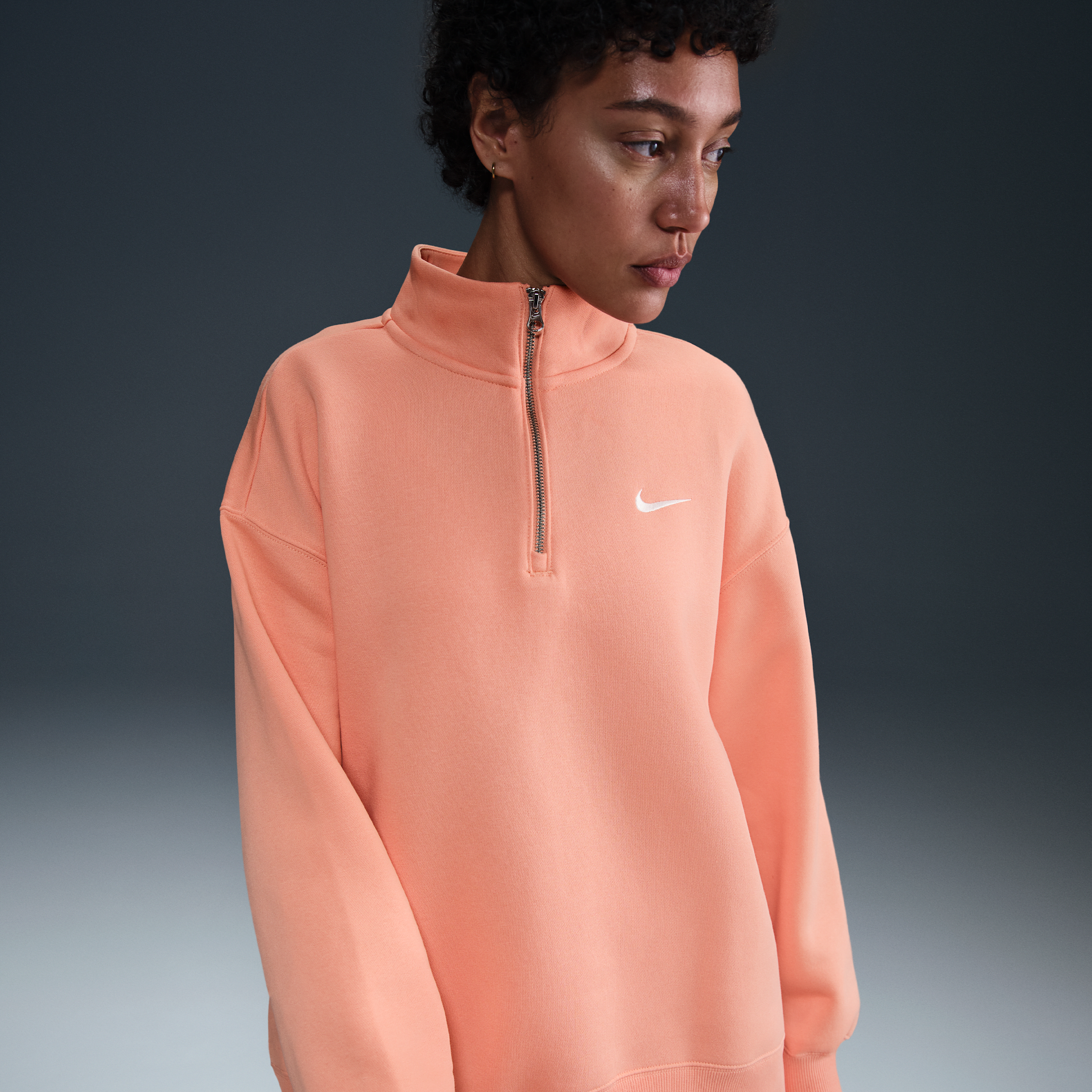 Nike Women's Sportswear Phoenix Fleece Oversized 1/4-zip Long Sweatshirt In Orange