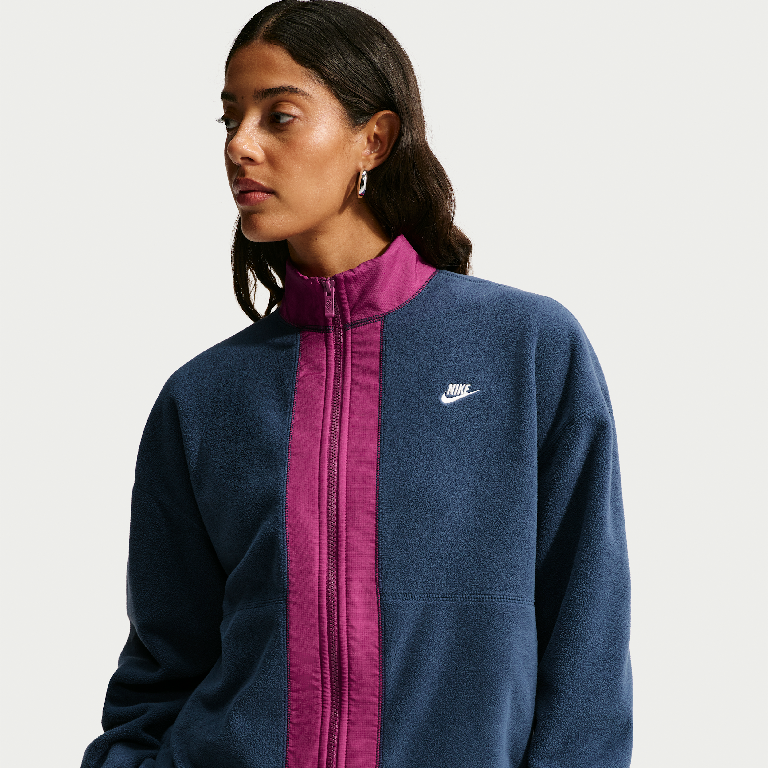 Women's Nike Sportswear Loose Therma-FIT Full-Zip Sweatshirt in Blue | IX7009-410
