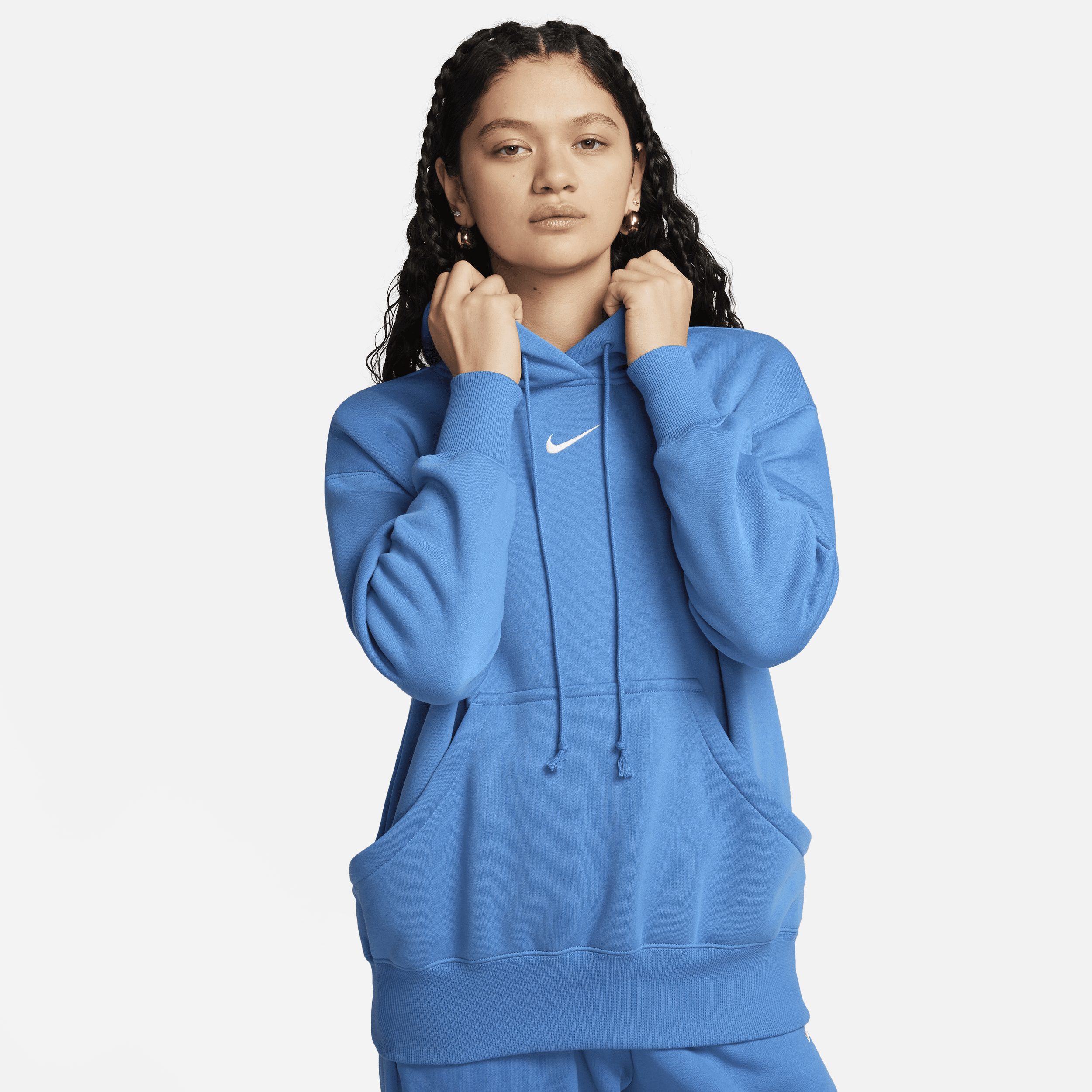 Shop Nike Women's  Sportswear Phoenix Fleece Oversized Pullover Hoodie In Blue