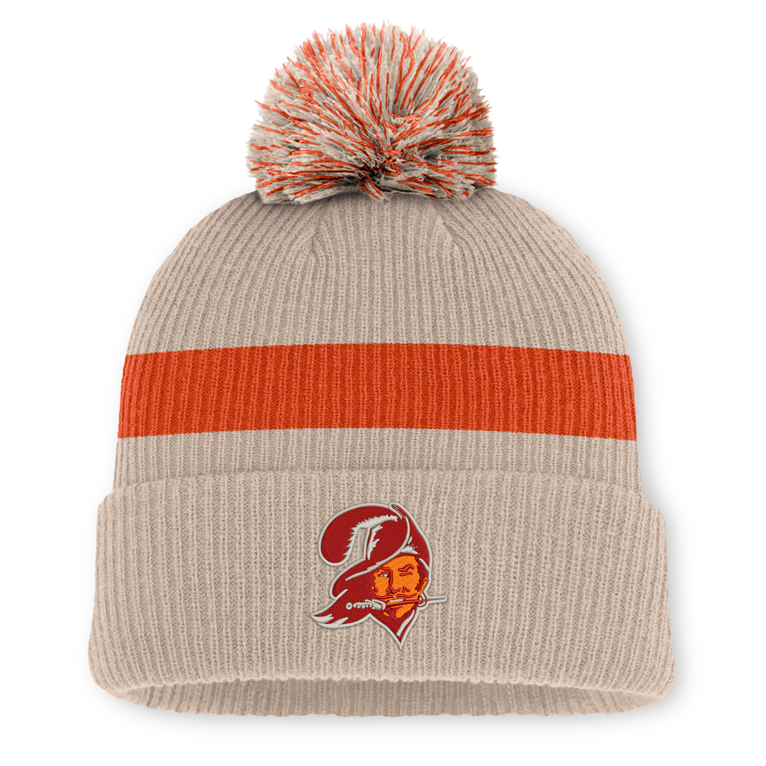 Tampa Bay Buccaneers Rewind Peak Nike Men's NFL Cuffed Pom Beanie in Brown | NF160J8L9YV-M17
