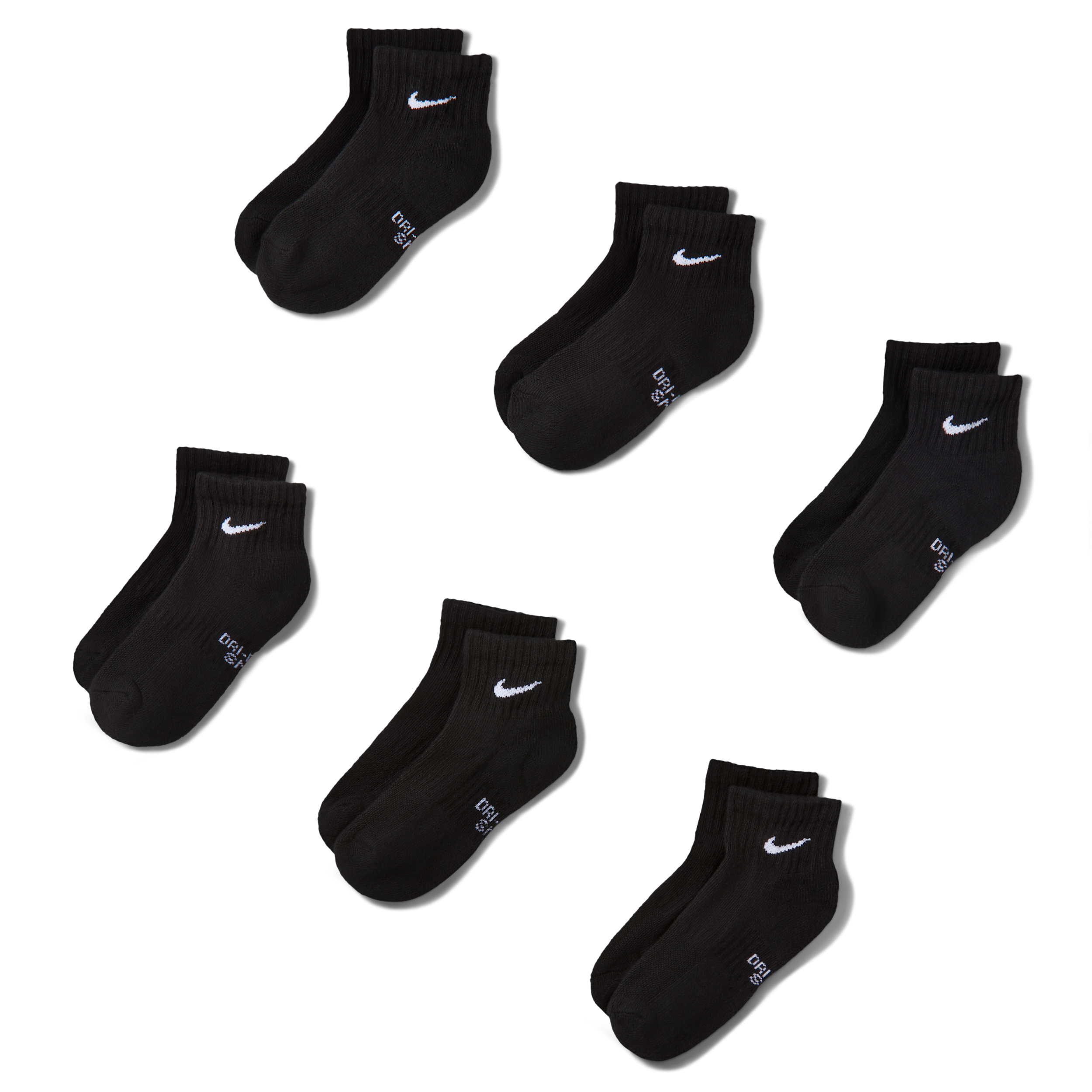 Boys Nike 6 Pack Cushioned Quarter Socks - Boys' Grade School Black/White Size S