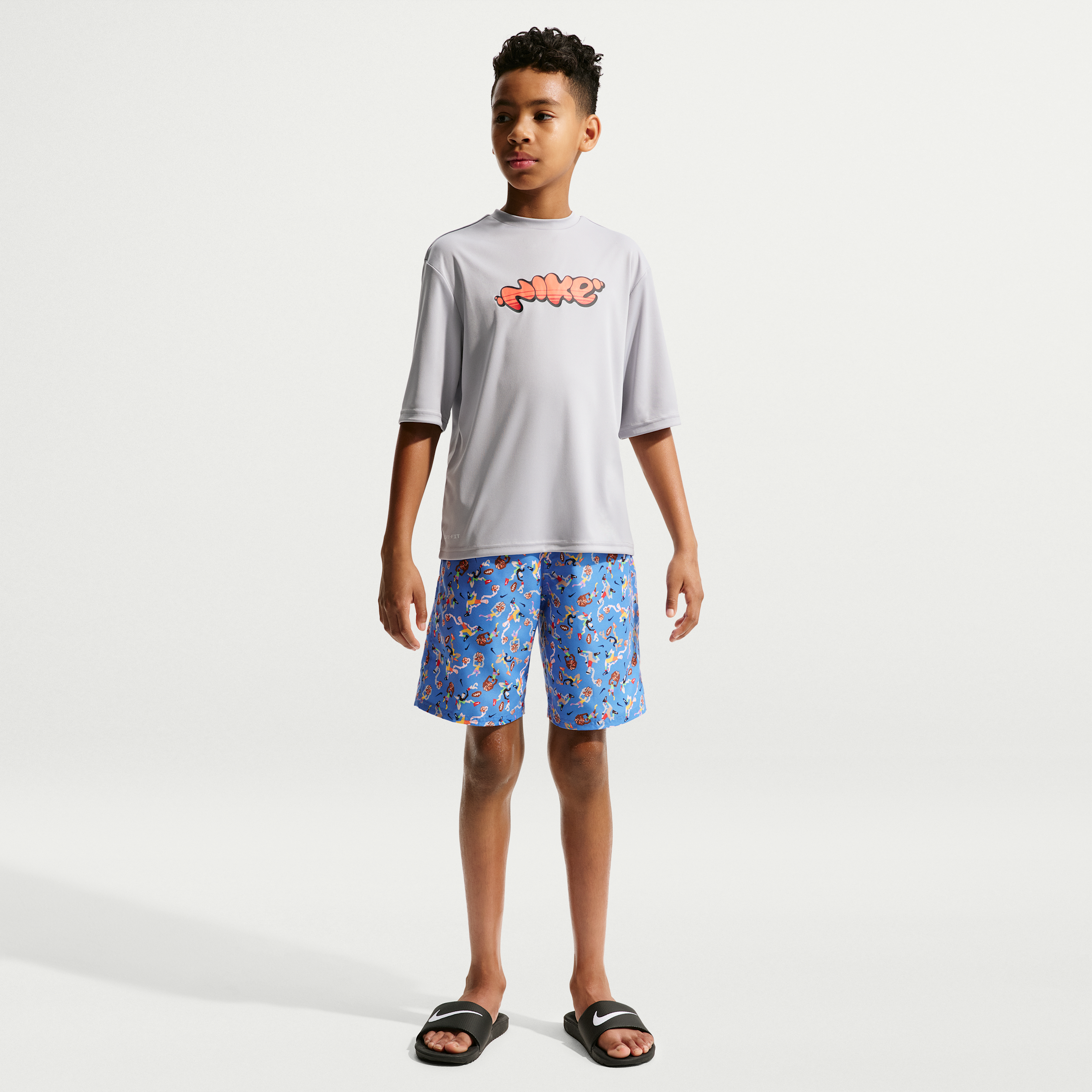 Nike Swim Breaker Big Kids' (Boys') 7" Brief-Lined Volley Short in Blue | NESSG799-434