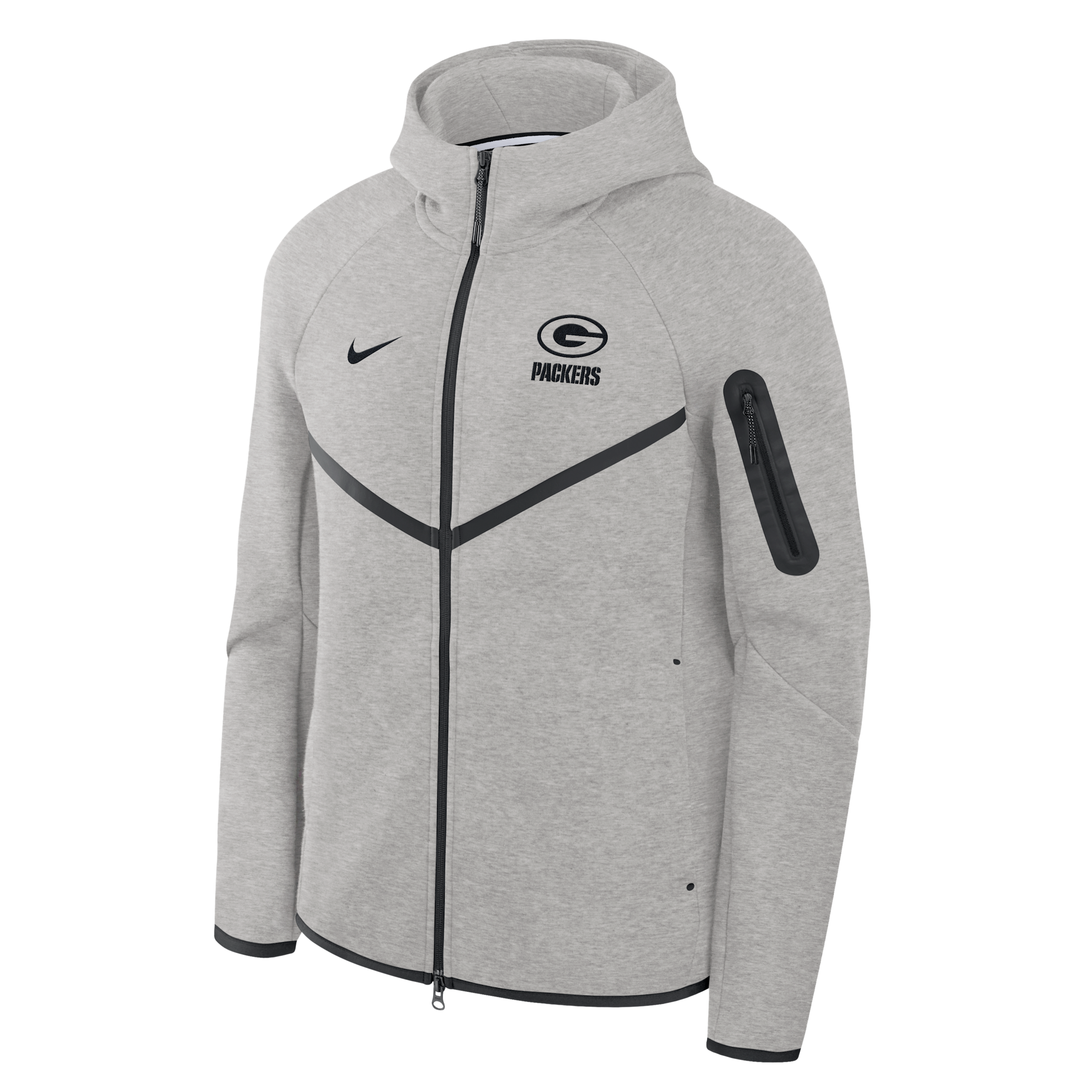 Green Bay Packers Top Billing Tech Fleece Windrunner Nike Men's NFL Full-Zip Hooded Jacket in Grey | 05L4086N7T-R3D