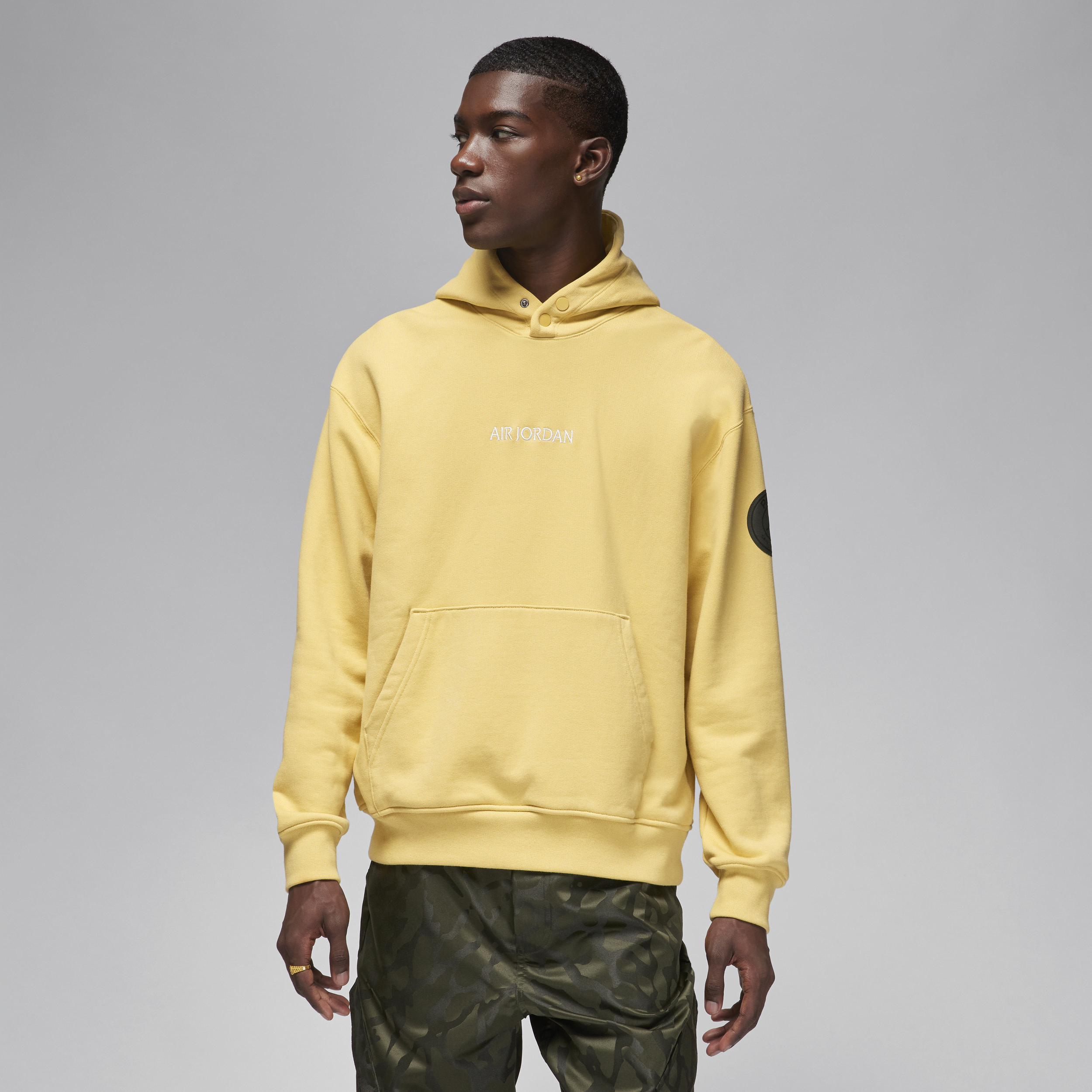 Jordan Nike Men's Paris Saint-germain Wordmark Fleece Pullover Hoodie In Yellow