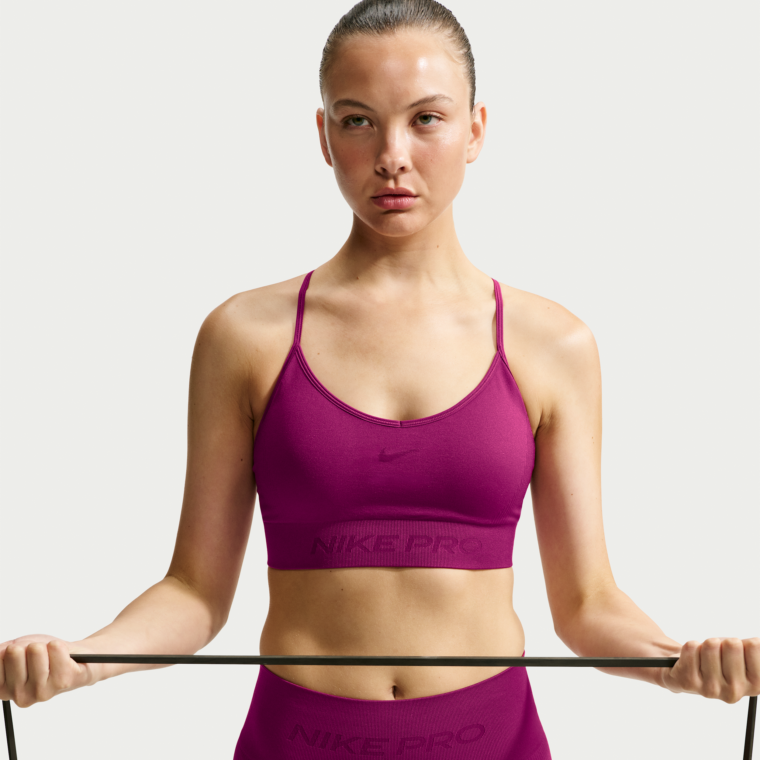 Women's Nike Pro Seamless Light-Support Padded Sports Bra in Red | IB9843-630