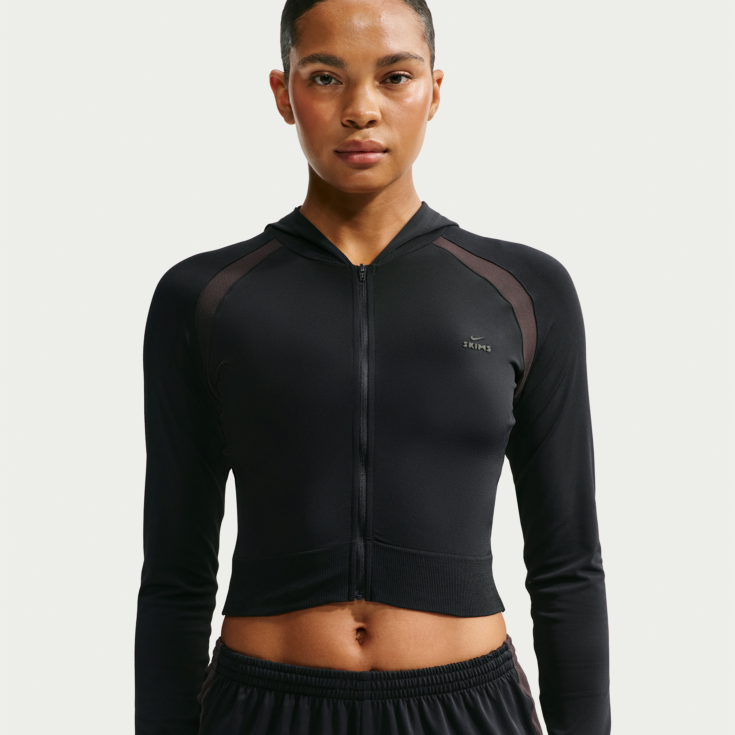Nike SKIMS Stretch Knit Women's Full-Zip Baby Hoodie in Black | IU2211-054