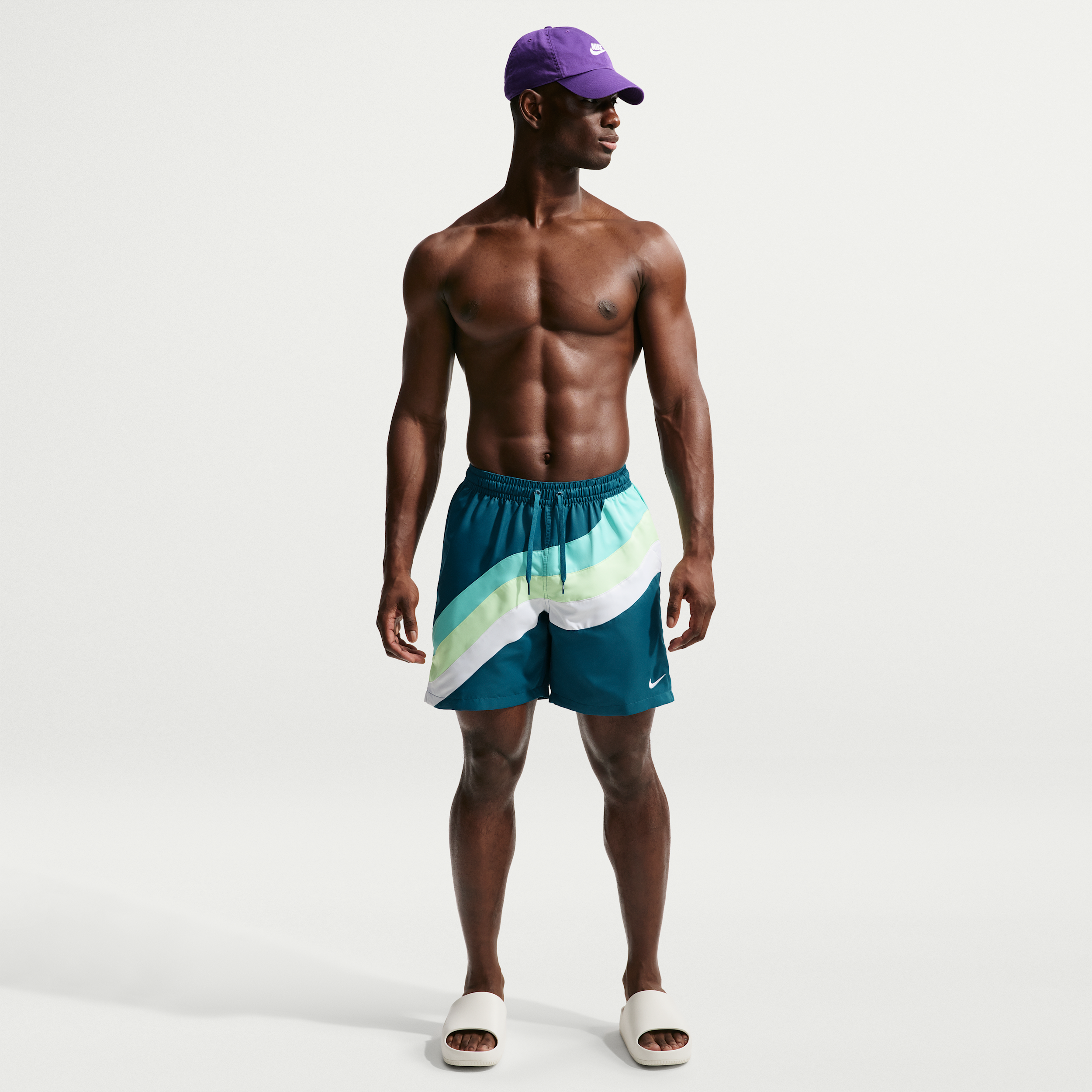 Nike Men's Swim Breaker 7" Fully Lined Volley Short in Blue | NESSG512-448