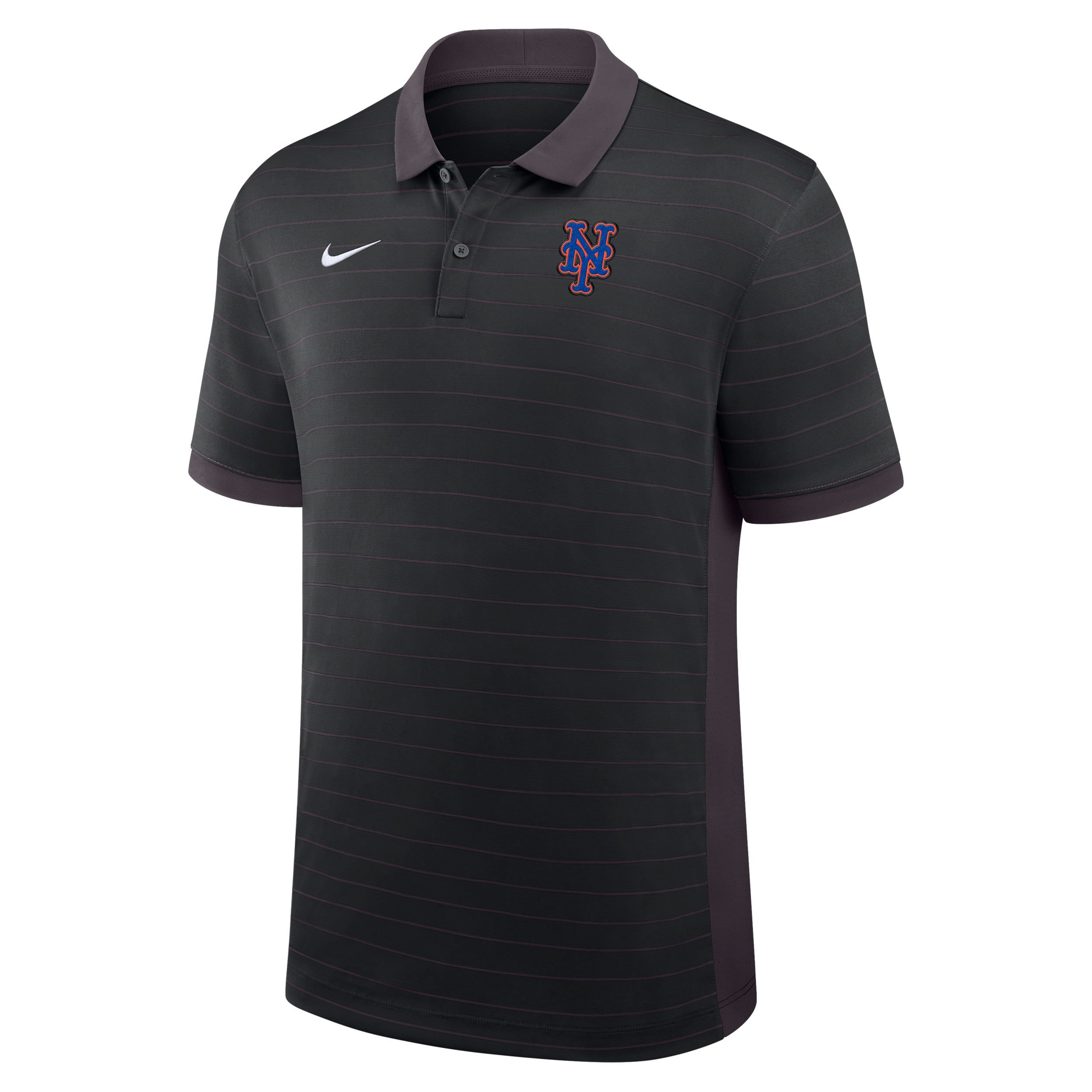 New York Mets Authentic Collection Striped Victory Nike Men's Dri-FIT MLB Polo in Black | 03BG0GJ6NME-P81