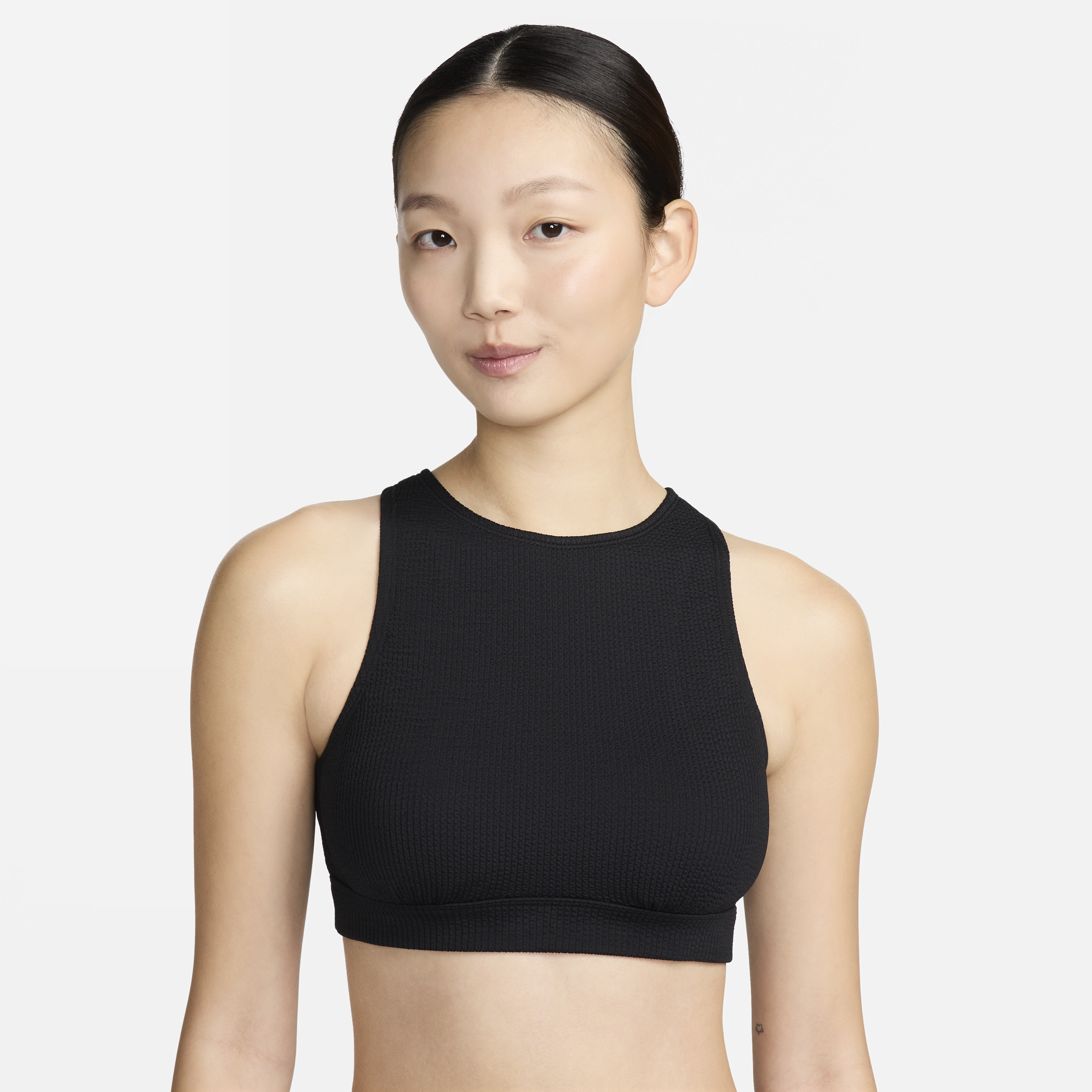 Shop Nike Women's Swim Elevated Essential High-neck Bikini Top In Black