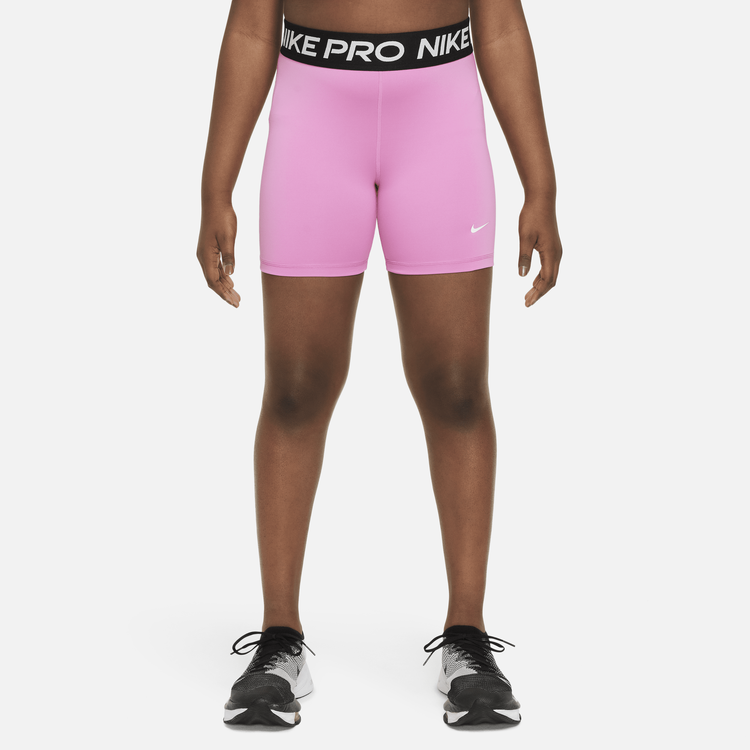 Nike Pro Big Kids' (girls') Dri-fit 5" Shorts (extended Size) In Pink