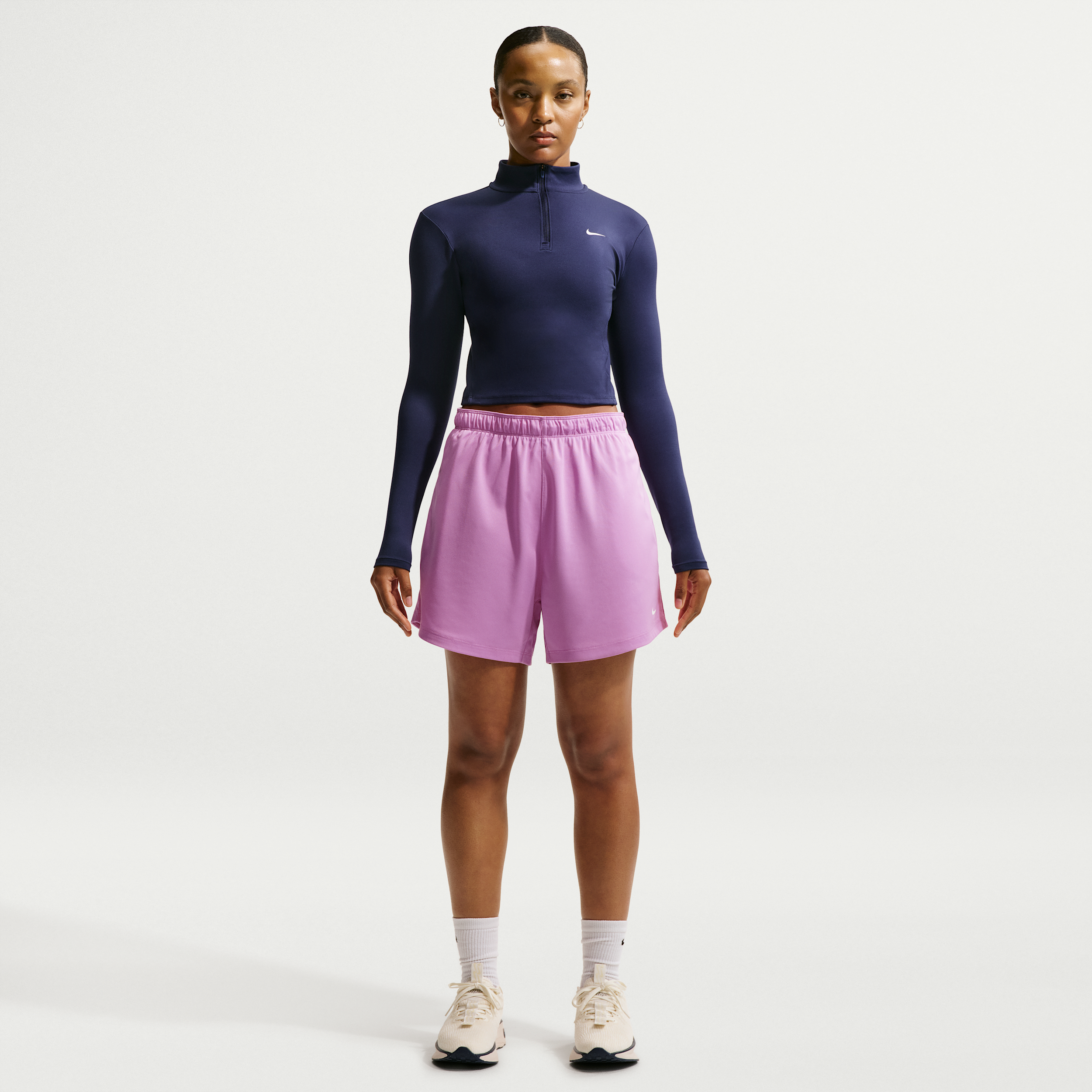 Nike Women's Attack Dri-FIT Mid-Rise 4" Shorts in Purple | IQ0401-503