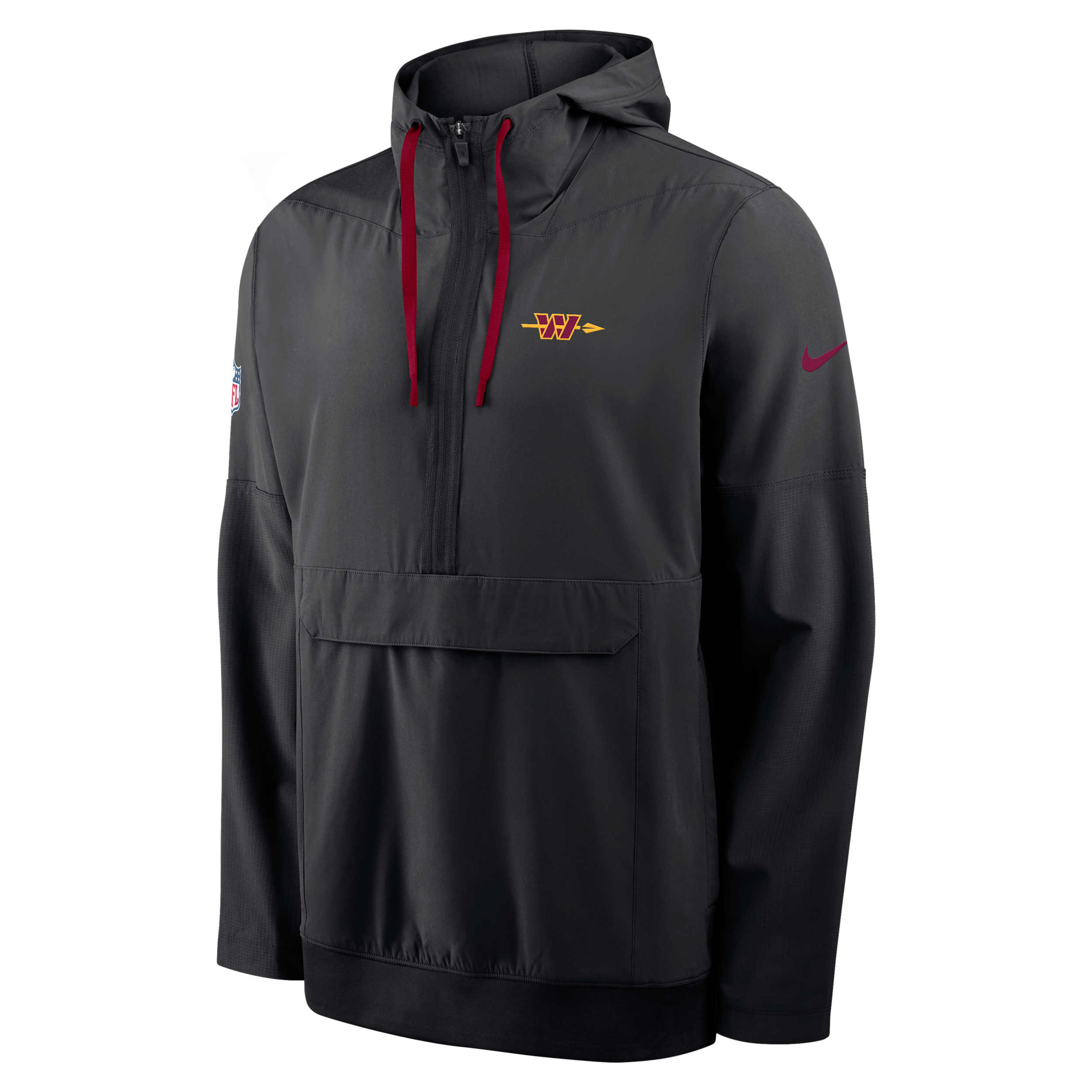Men's Nike Black Washington Commanders Sideline Broken Rules Alternate Anorak Half-Zip Hooded Jacket