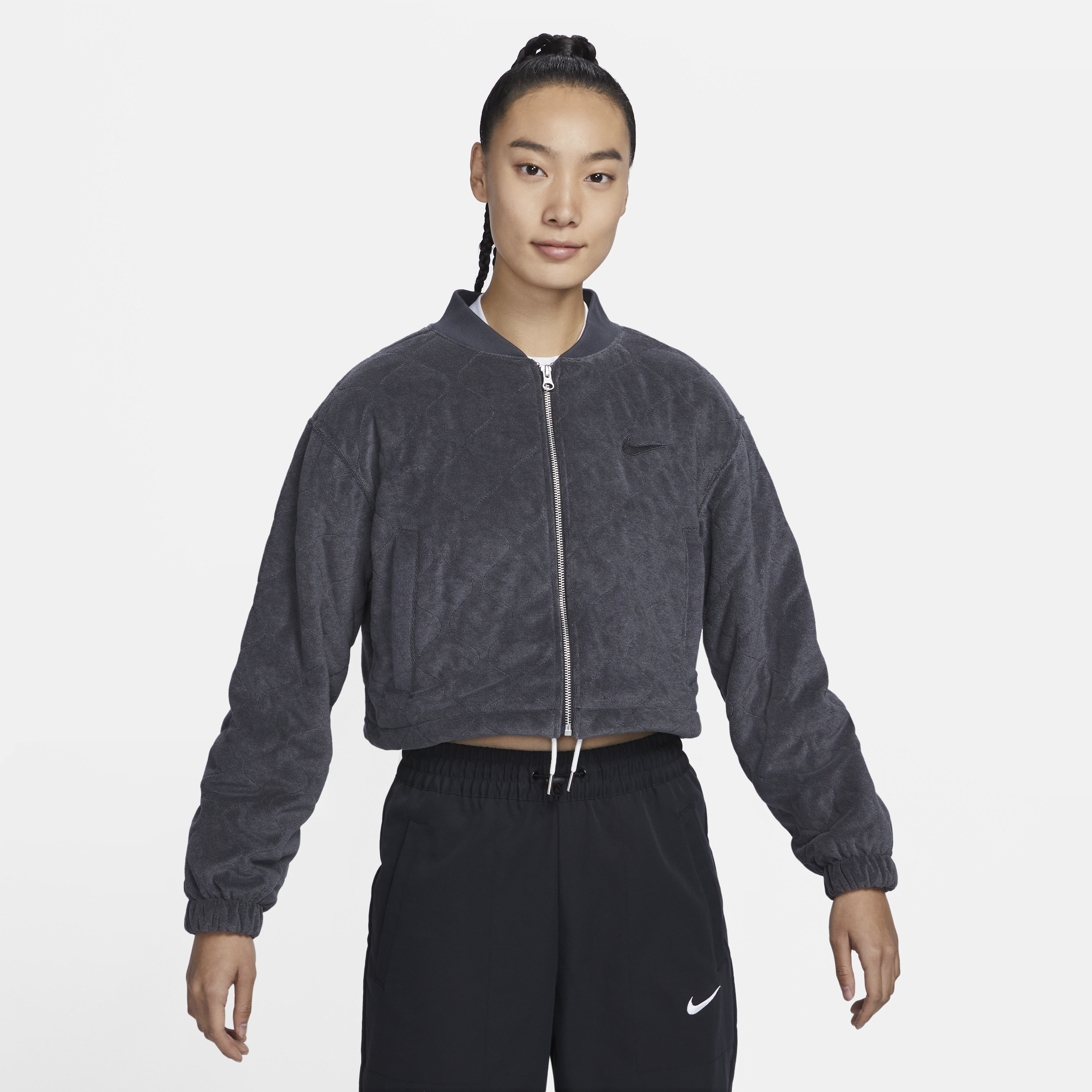 Nike Onion Quilt Terry Zip-up Jacket In Grey