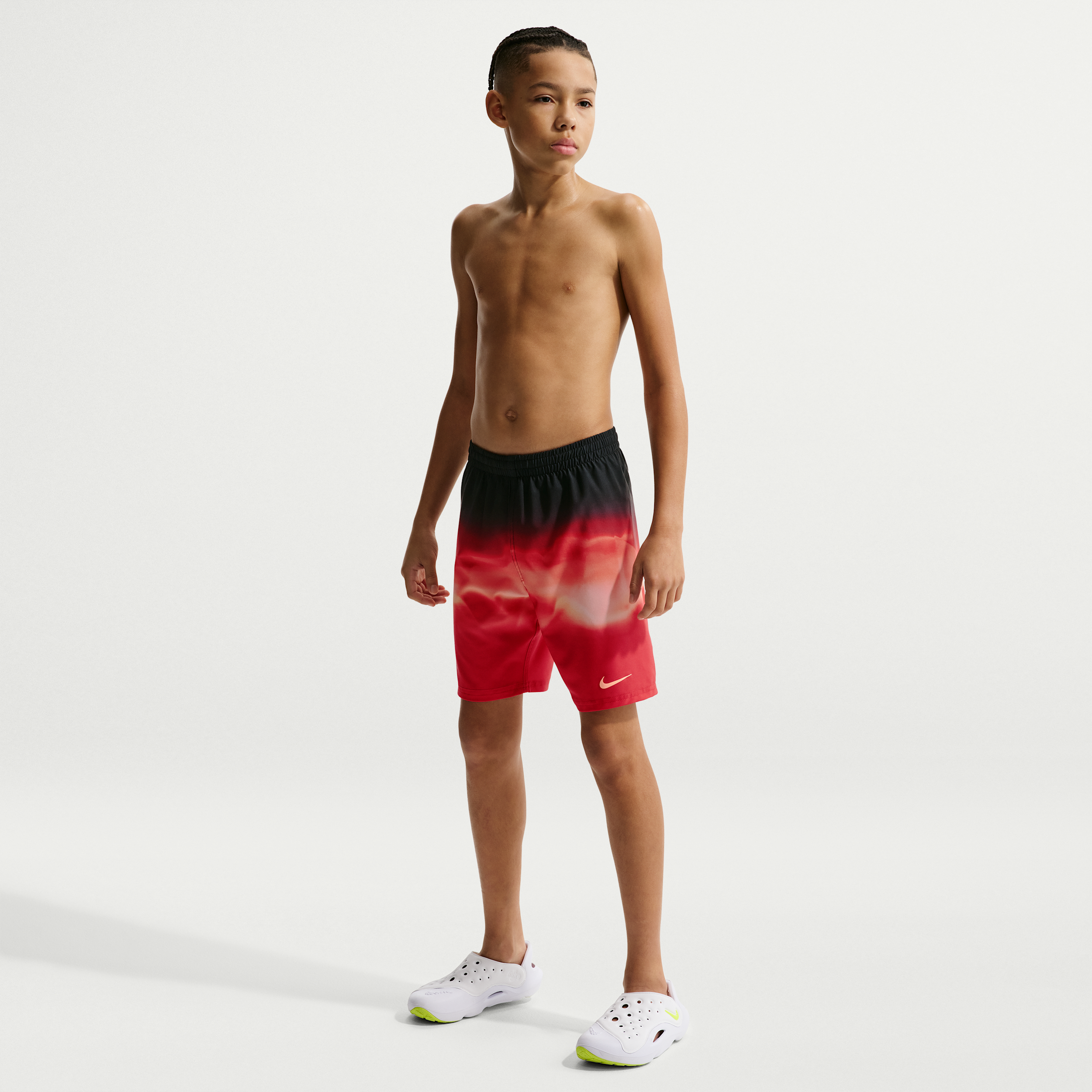 Nike Swim Breaker Big Kids' (Boys') 7" Brief-Lined Volley Short in Red | NESSG798-614
