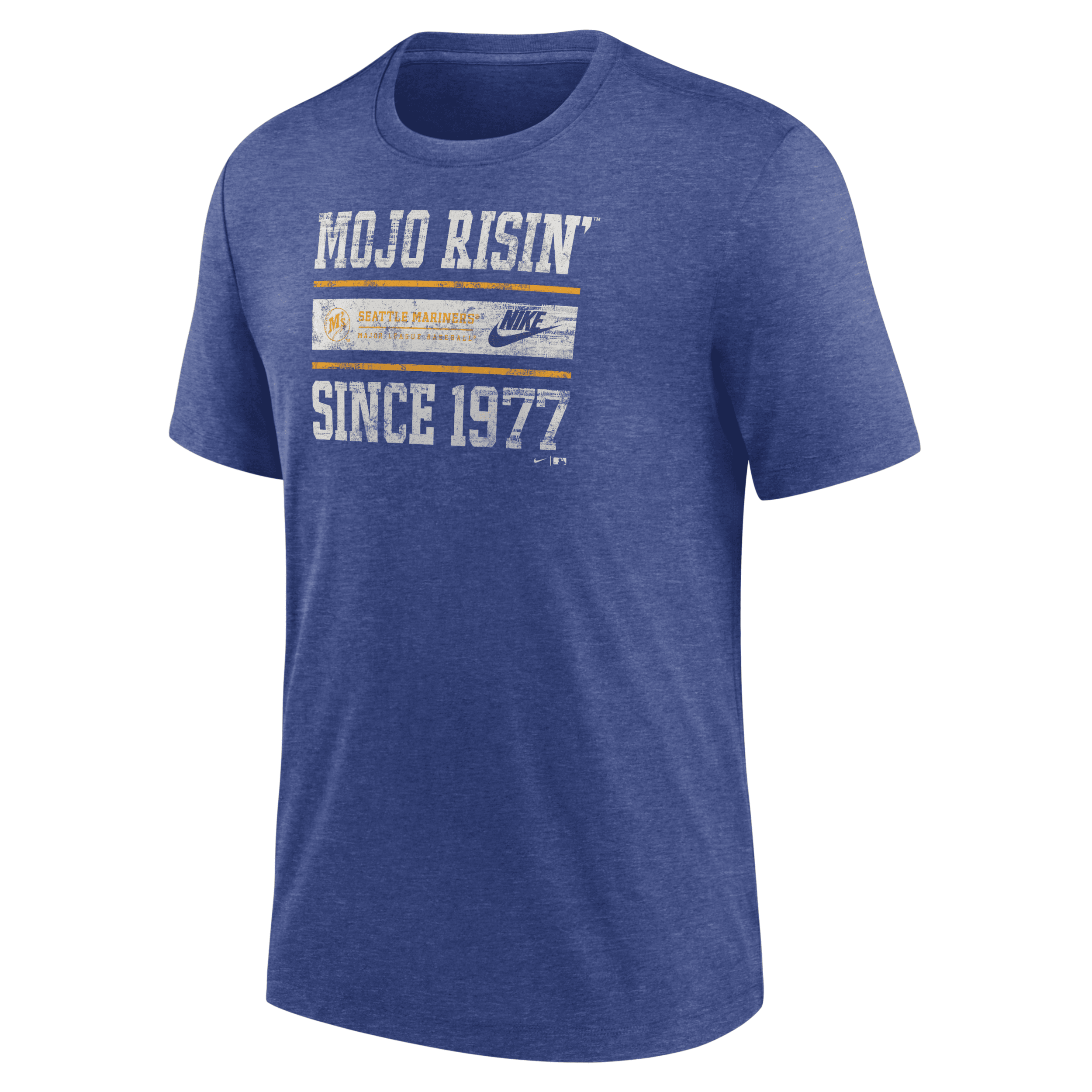 Nike Men's Heather Royal Seattle Mariners Cooperstown Collection Local Stack Tri-blend T-shirt In Blue