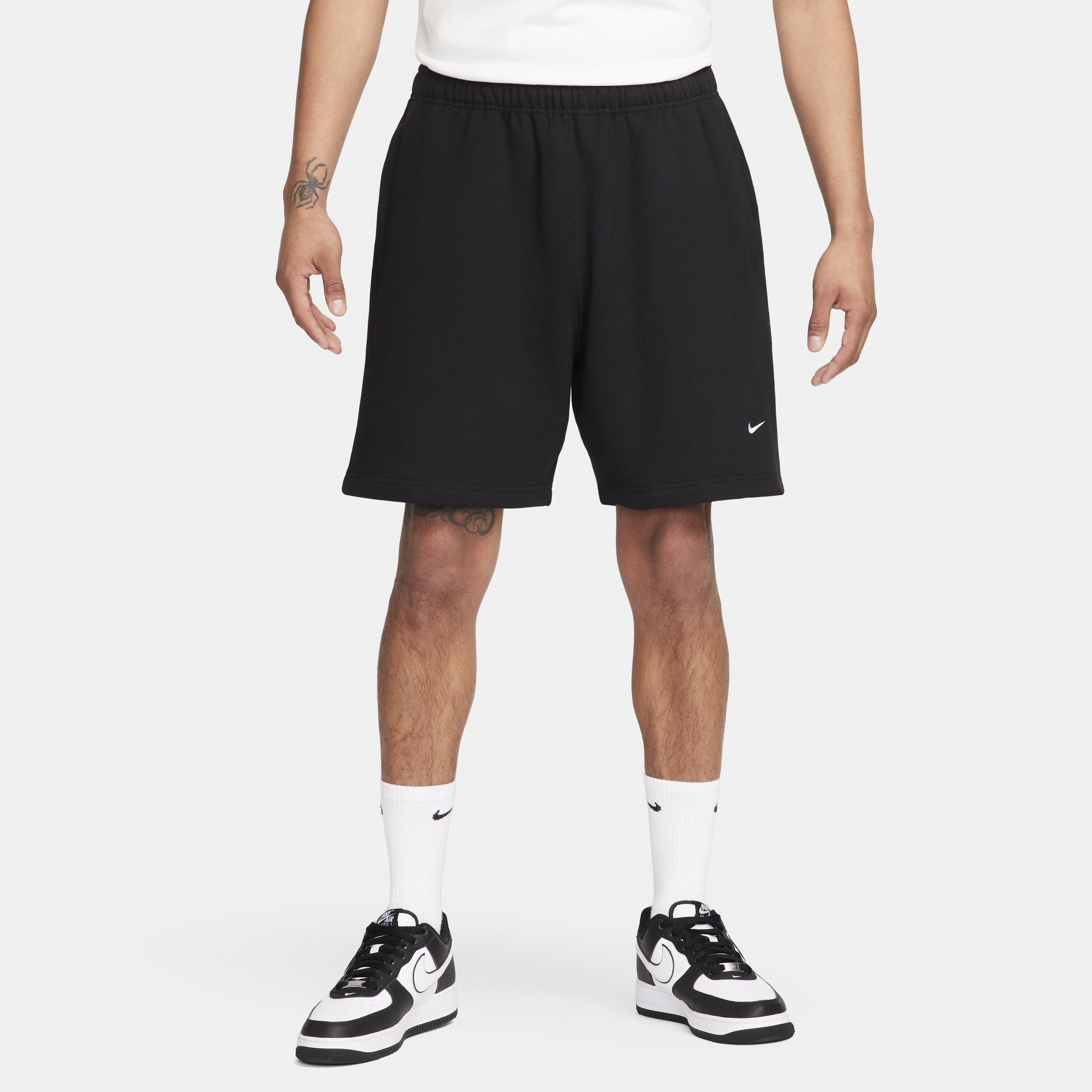 Shop Nike Men's Solo Swoosh Fleece Shorts In Black
