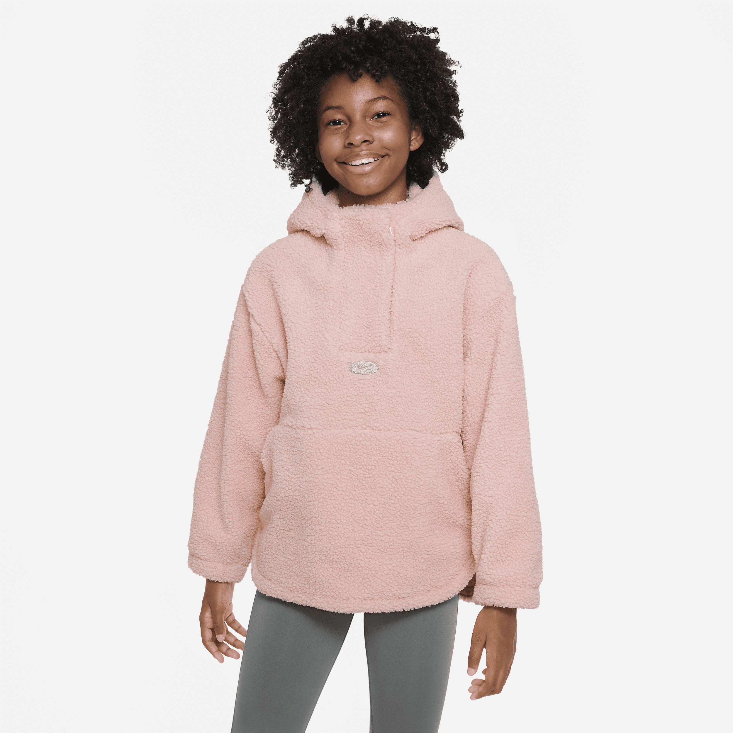 Nike Therma-fit Icon Clash Big Kids' (girls') 1/4-zip Winterized Jacket In Pink