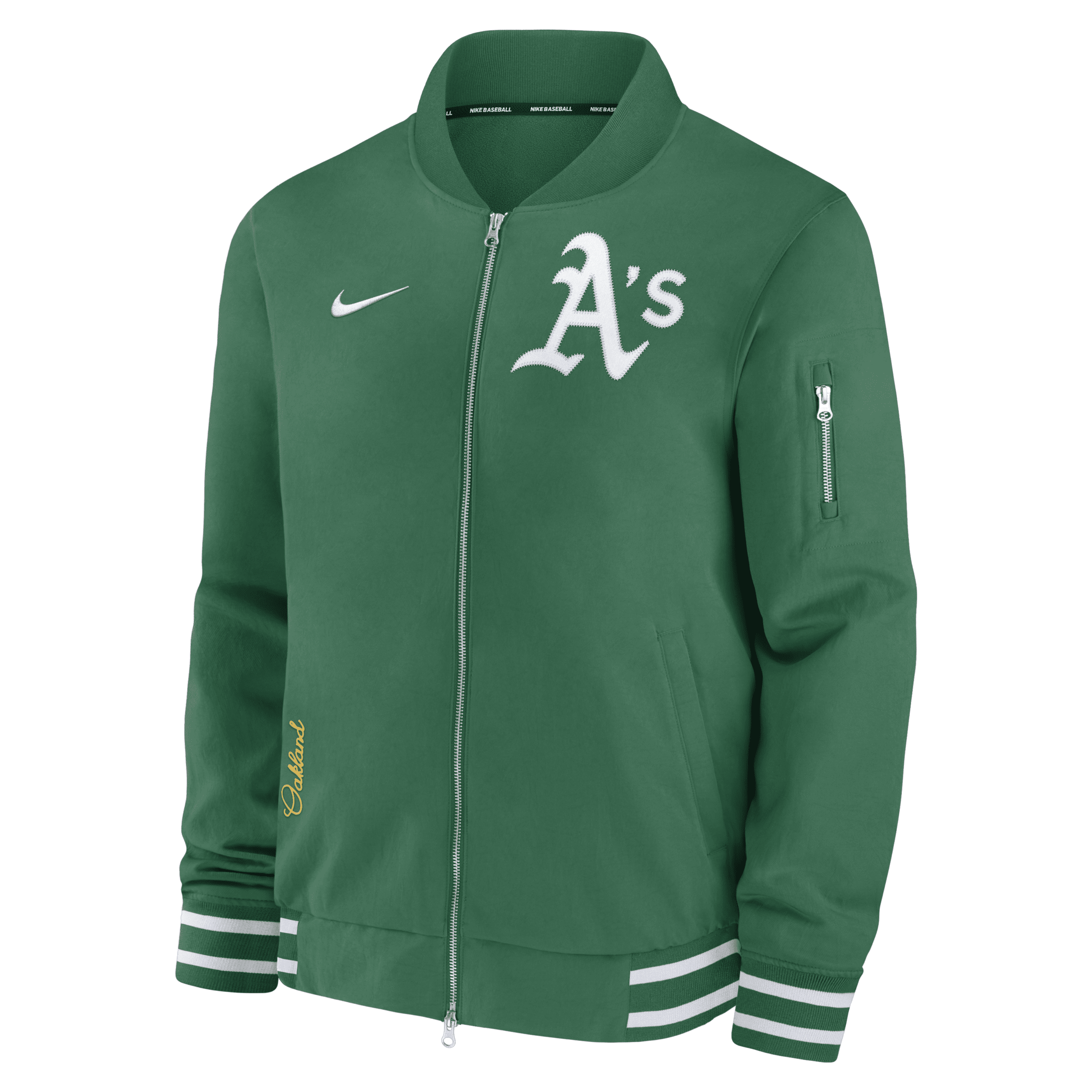 Shop Nike Oakland Athletics Authentic Collection  Men's Mlb Full-zip Bomber Jacket In Green