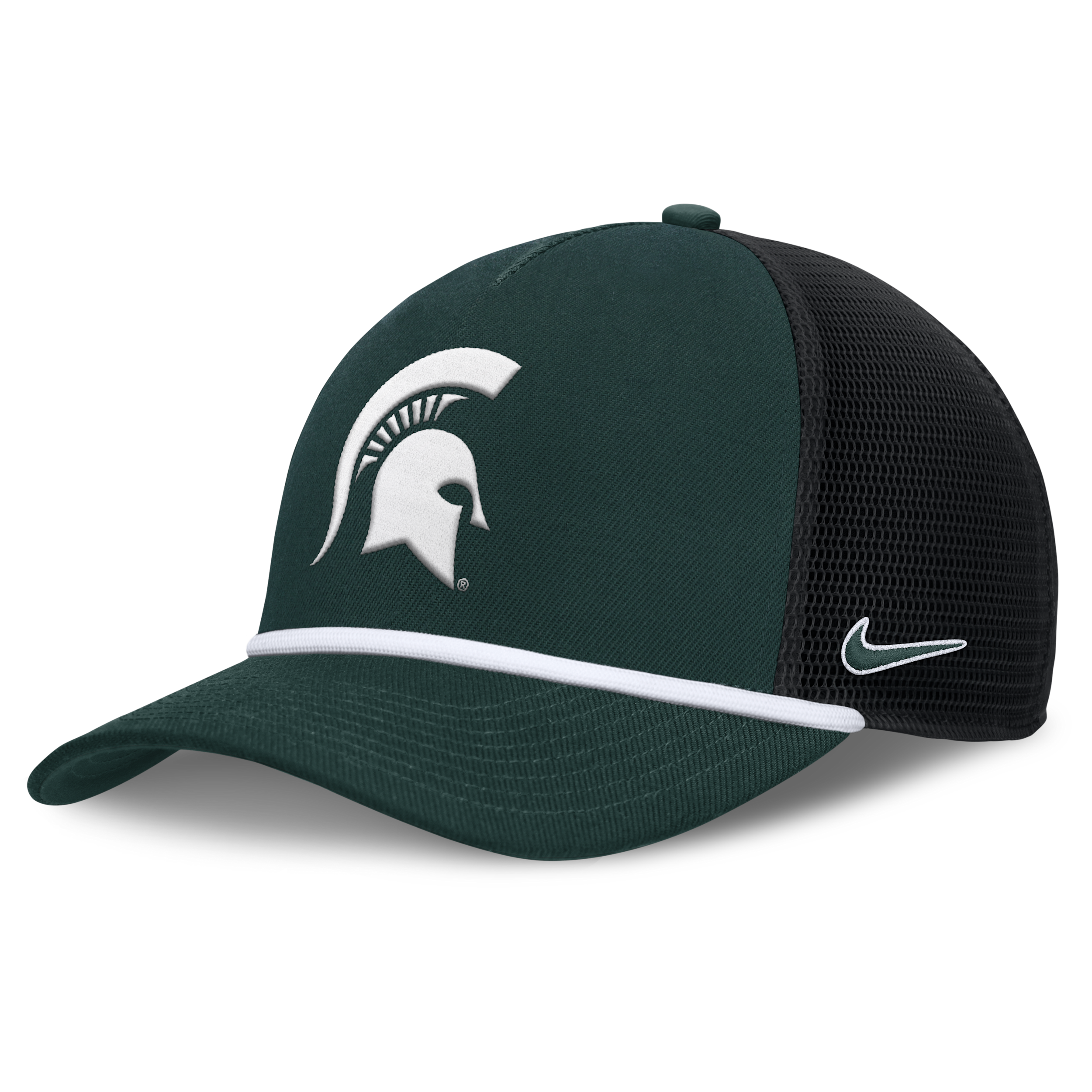 Michigan State Primetime Rise Nike Men's College Trucker Adjustable Hat in Green | NC973EYMST-SFF