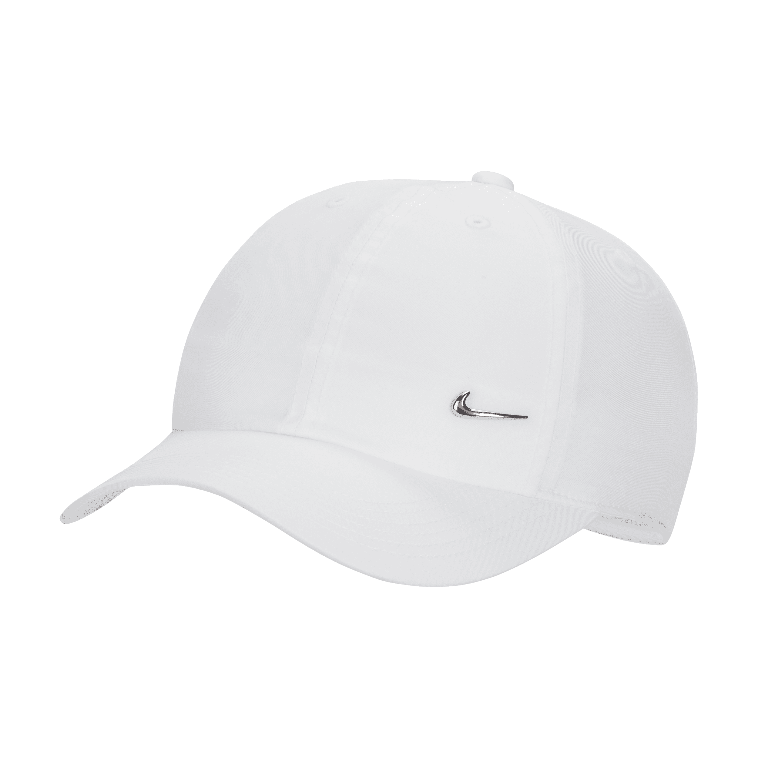 Shop Nike Dri-fit Club Kids' Unstructured Metal Swoosh Cap In White