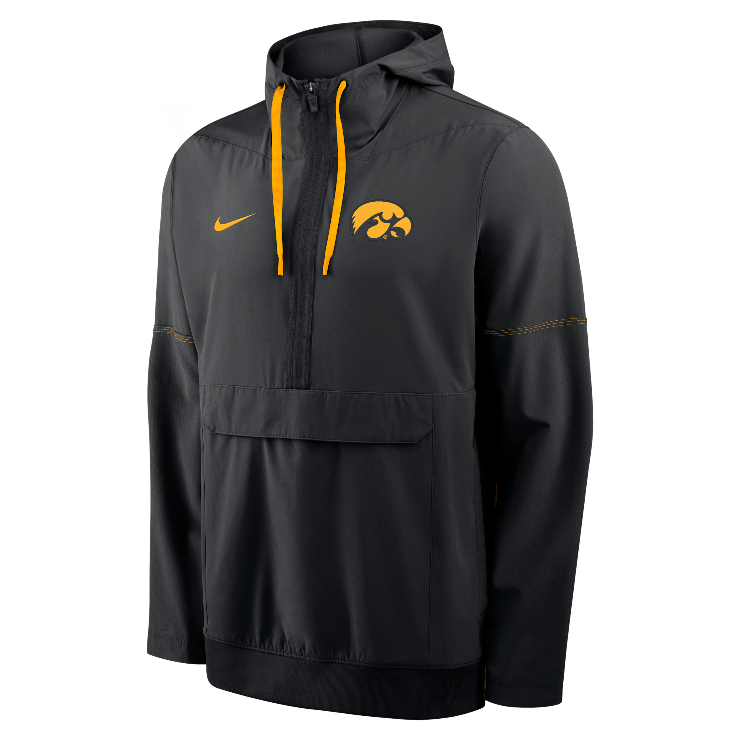Iowa Sideline Anorak Nike Men's College 1/2-Zip Hooded Jacket in Black | 03AT057YIA-PTU