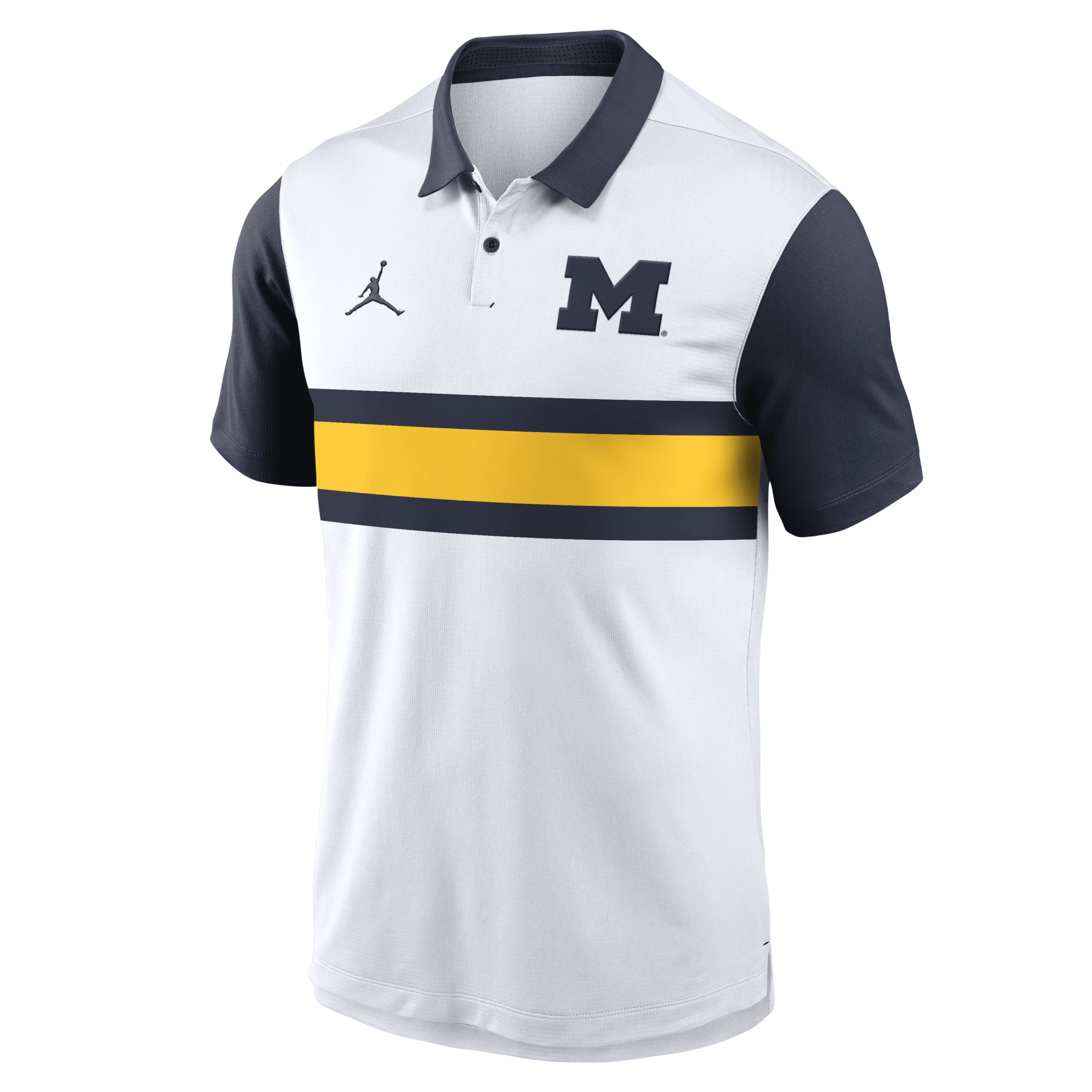 Jordan Men's White Michigan Wolverines Primetime Campus Vapor Performance Polo In White