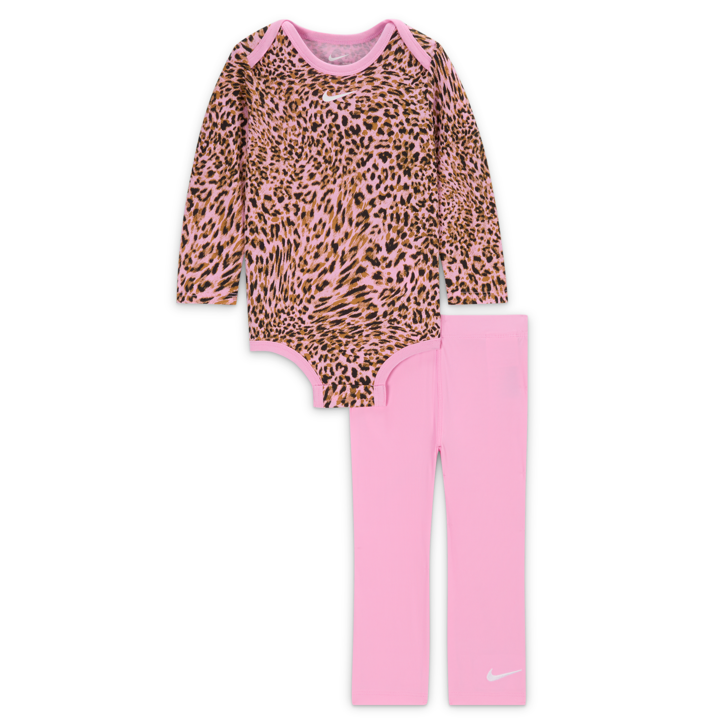 Nike Baby Girls' Long-Sleeve Bodysuit and Flared Leggings, 2-Piece Set - Pink Rise