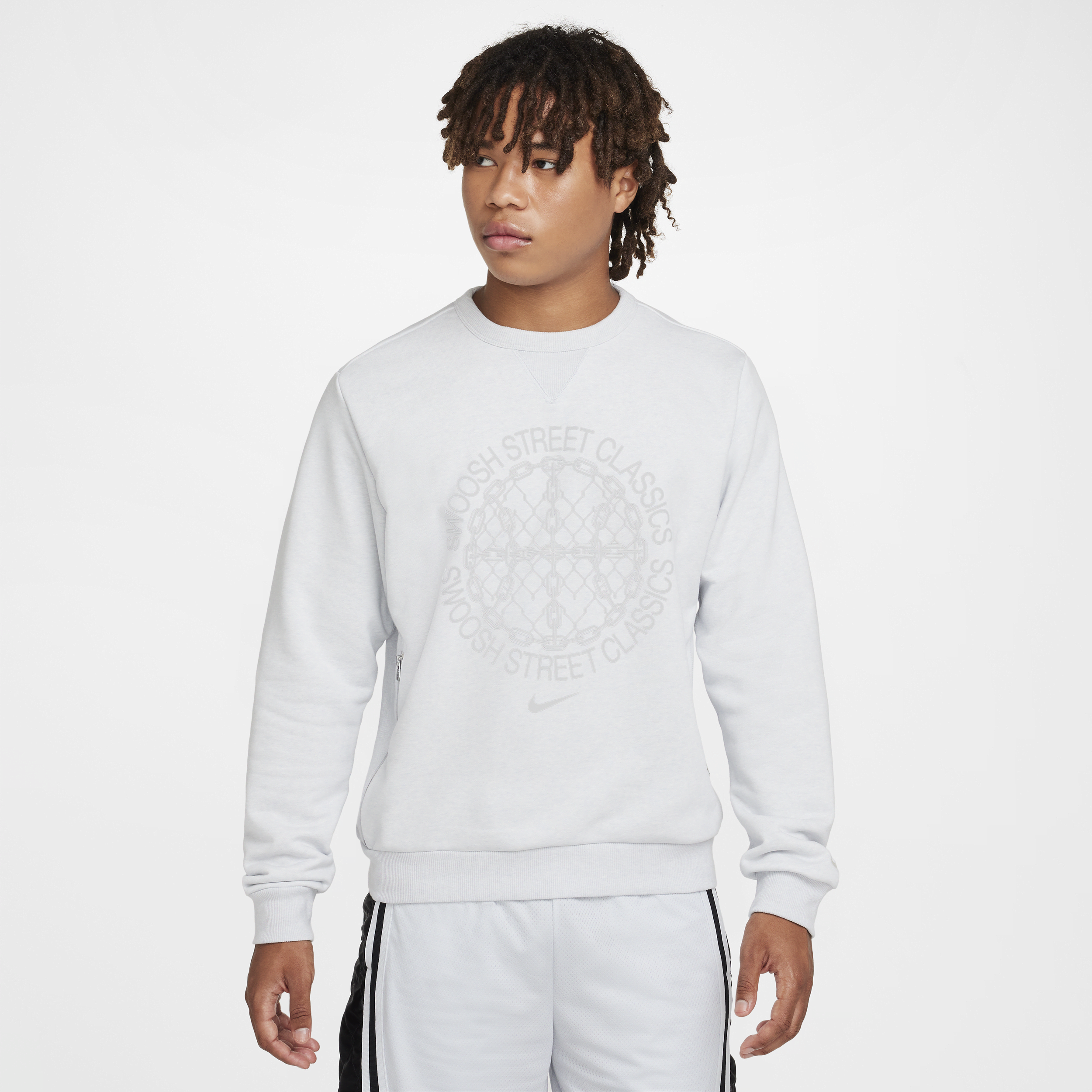 Nike Men's Standard Issue Dri-fit Basketball Crew-neck Sweatshirt In Grey
