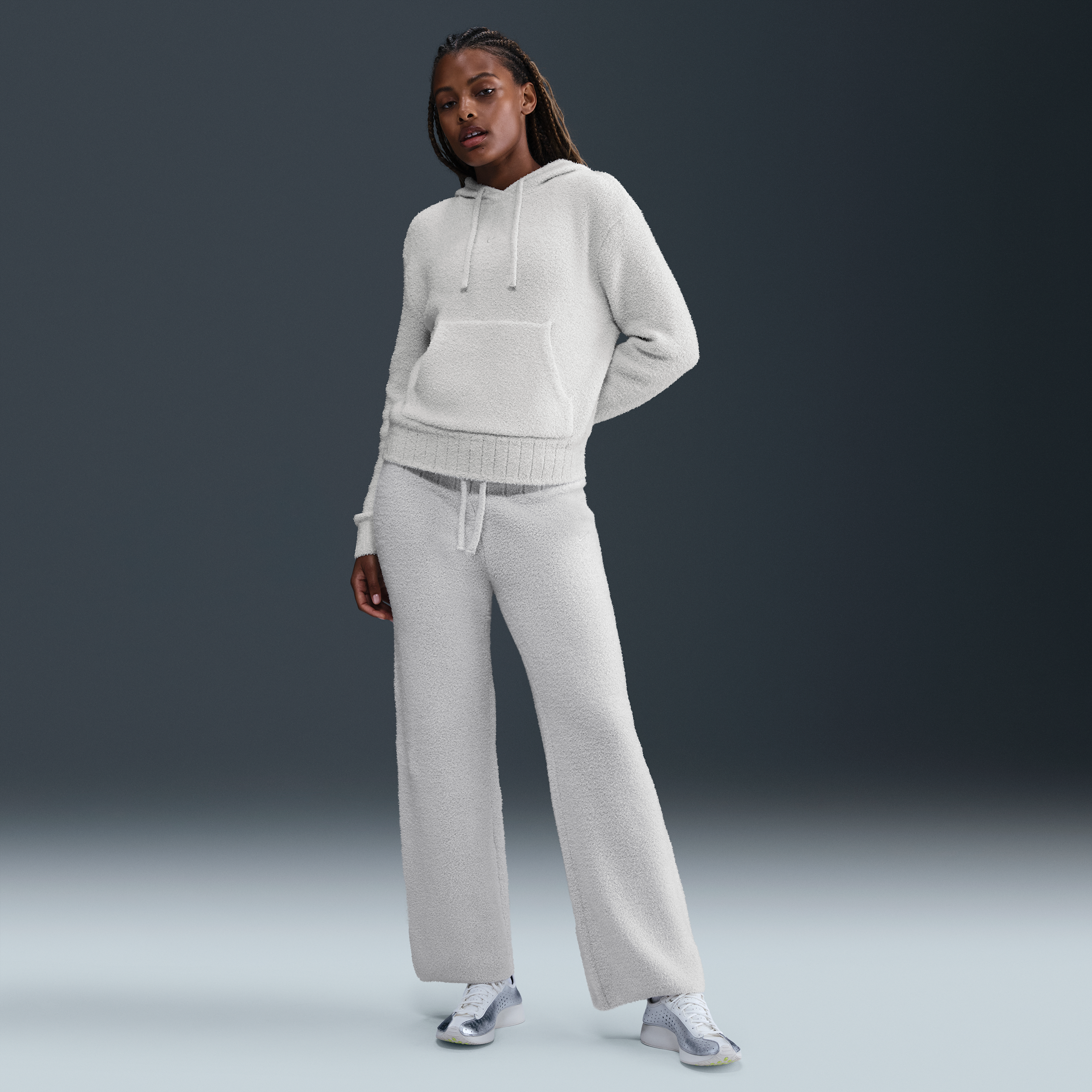 Nike Women's Sportswear Phoenix Cozy Bouclã© Slim Knit Pants In Neutral