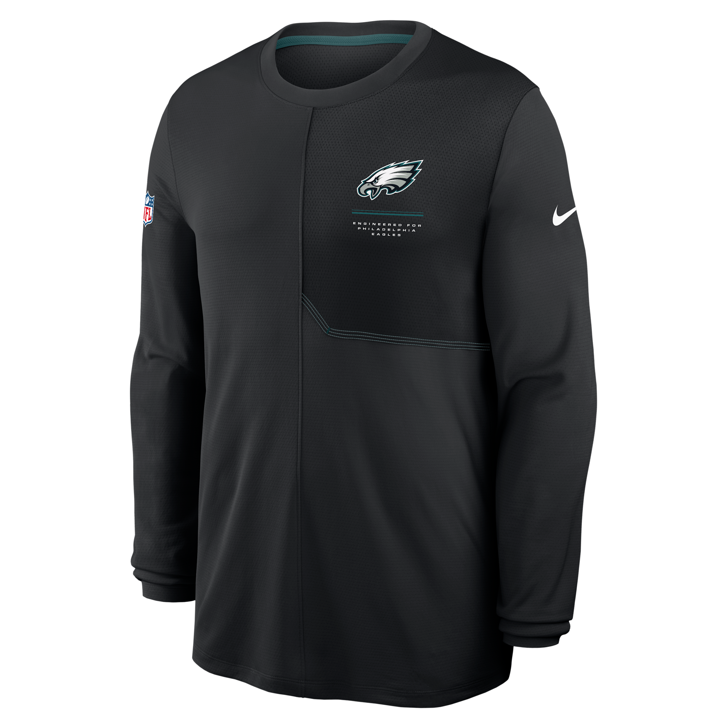 Philadelphia Eagles Sideline Coach Nike Men's Dri-FIT NFL Long-Sleeve Top in Black | 03B1149N86-B8B