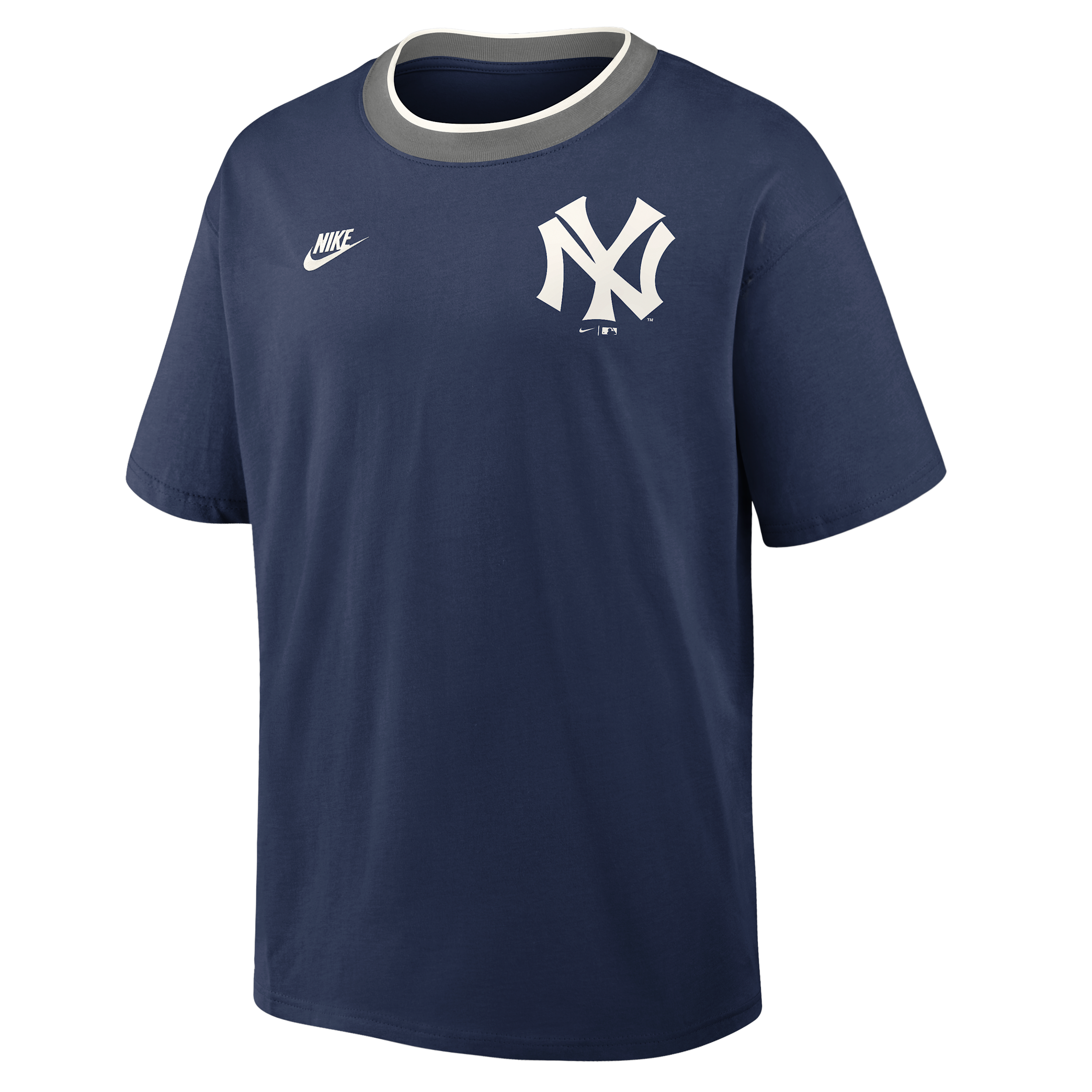 New York Yankees Cooperstown Ringer Nike Men's MLB T-Shirt in Blue | 045Q0IB7N27-N3R