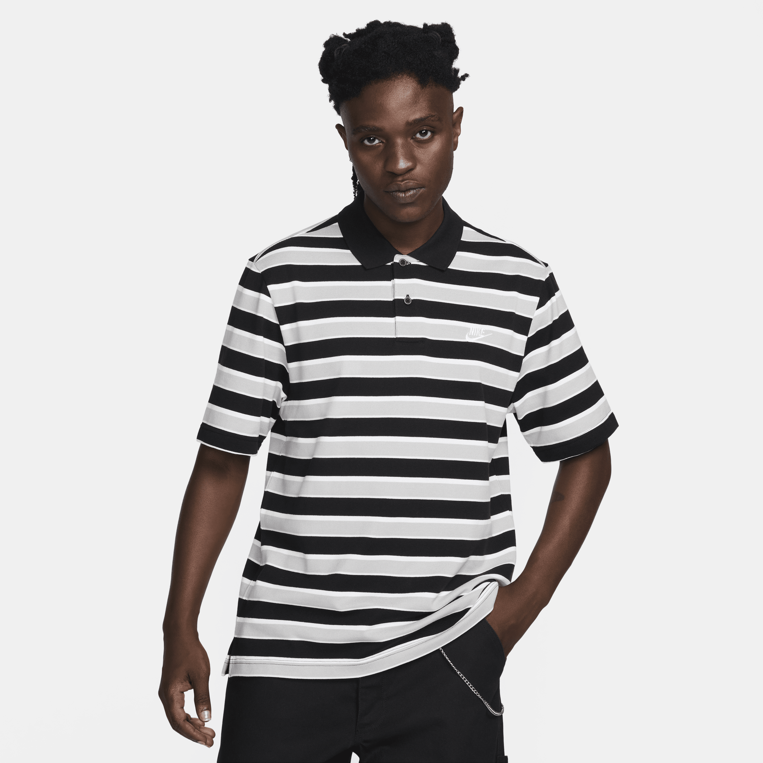 Shop Nike Men's Club Striped Polo In Black