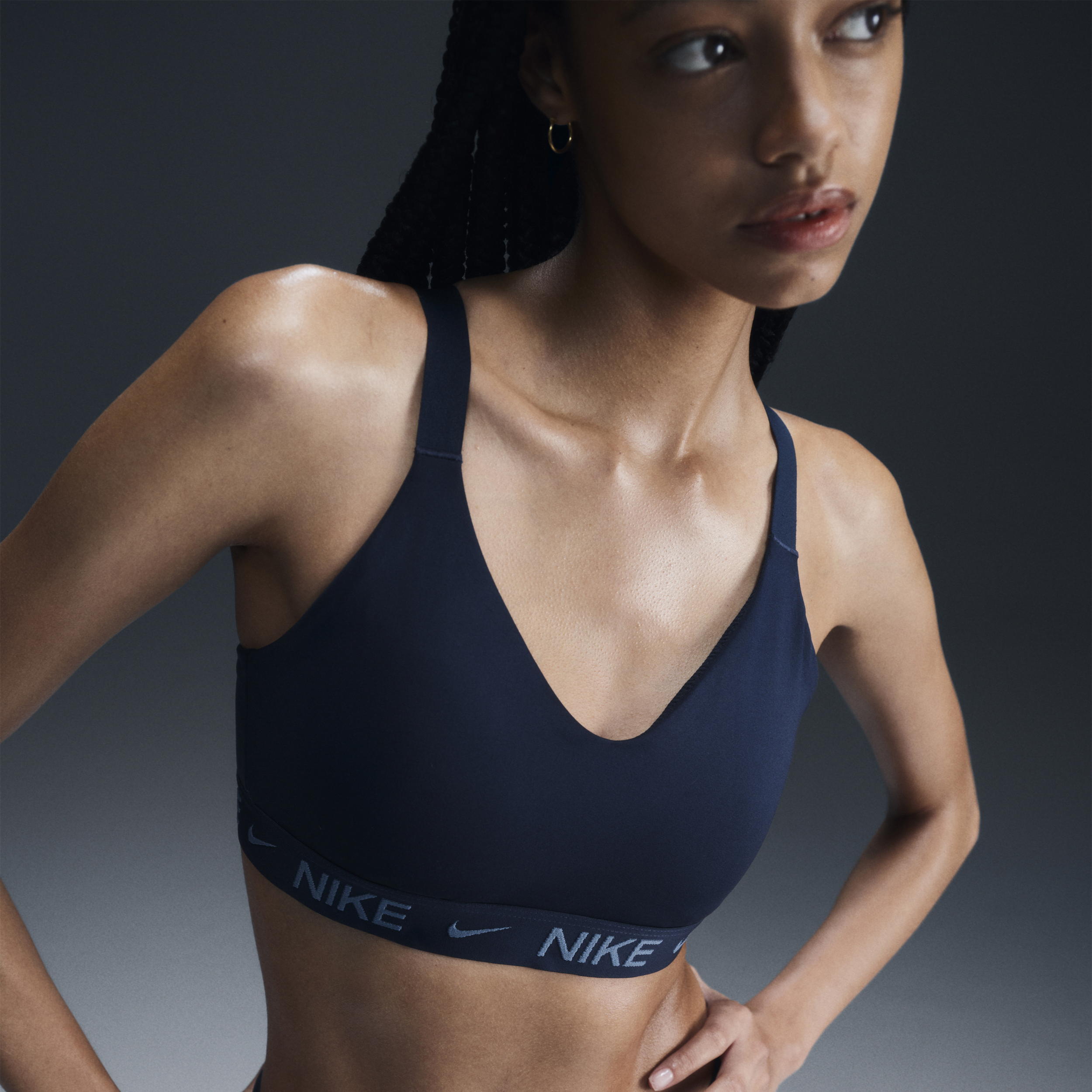 Nike Women's Indy Support Padded Adjustable Sports Bra In Blue
