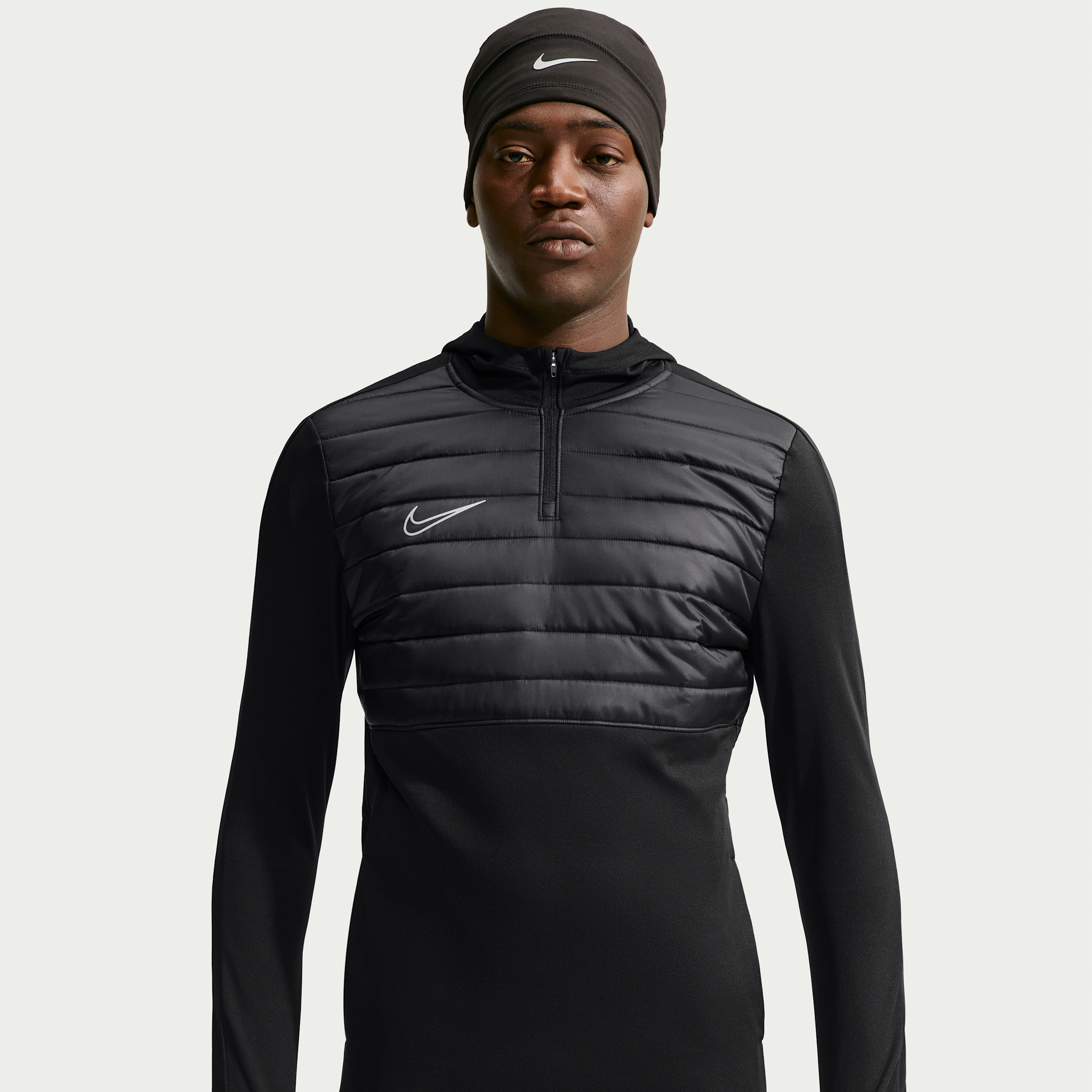 Nike Men's Academy Winter Warrior Therma-FIT Soccer Drill Top in Black | HV3324-010