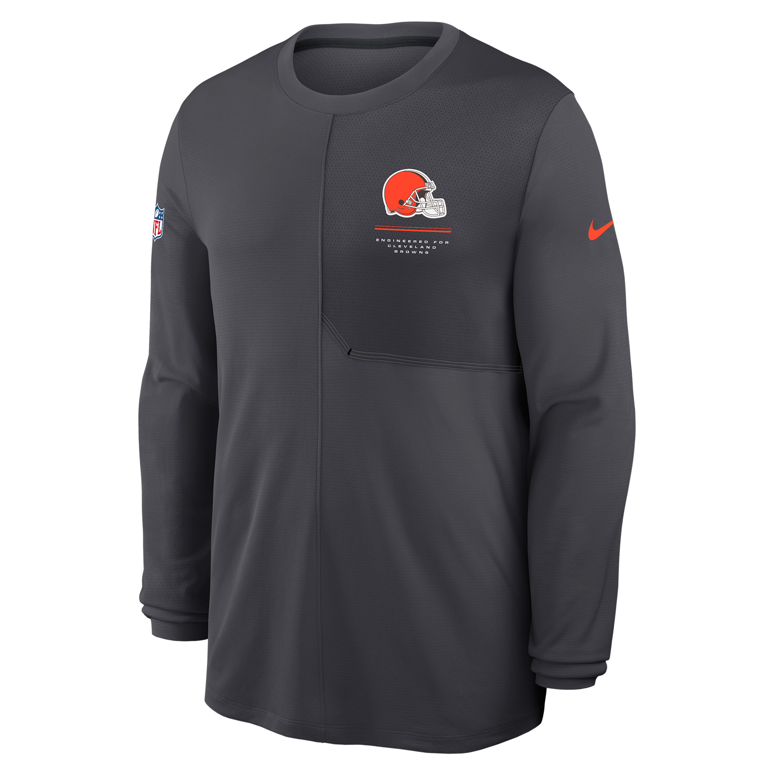 Cleveland Browns Sideline Coach Nike Men's Dri-FIT NFL Long-Sleeve Top in Grey | 03B1466M9I-B8B