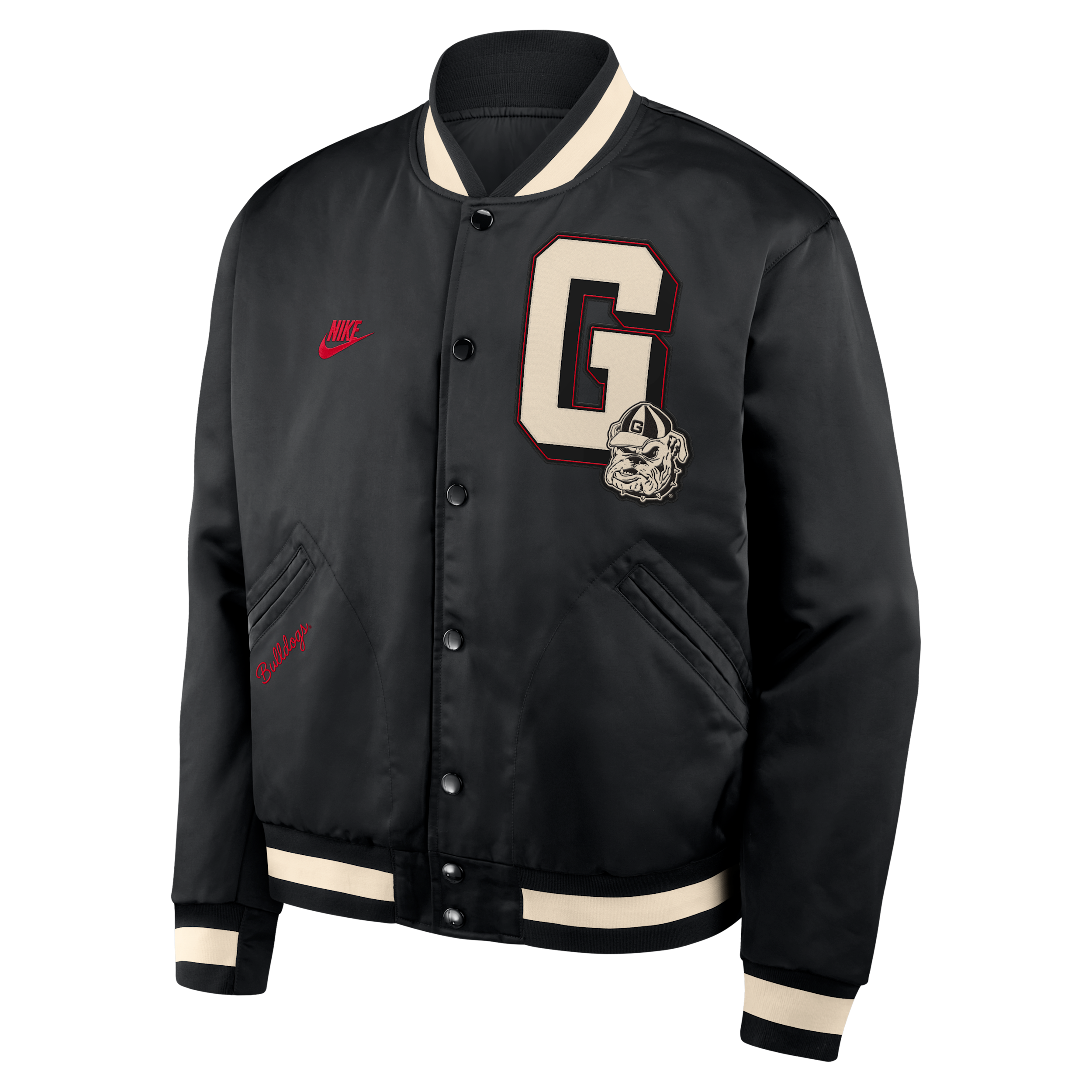 Nike Georgia Legacy  Men's College Full-snap Bomber Jacket In Black