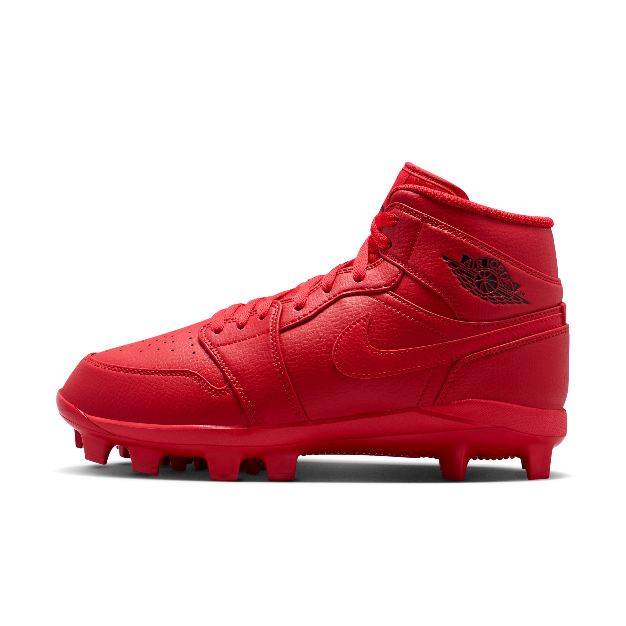Jordan 1 Retro MCS High Baseball Cleats, Size 8.5, University Red/Black