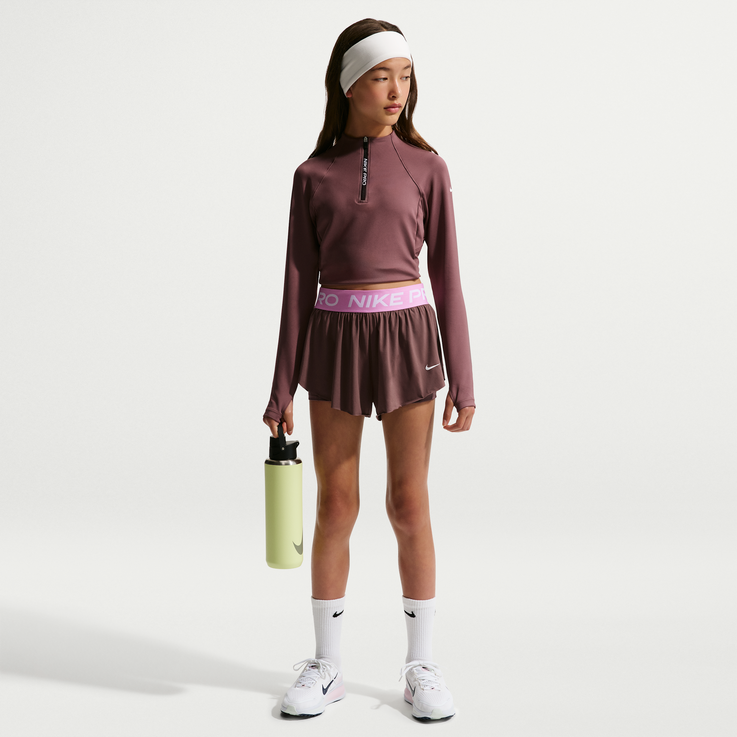 Nike Pro Big Kids' (Girls') Dri-FIT 2-in-1 Shorts in Purple | II3640-502