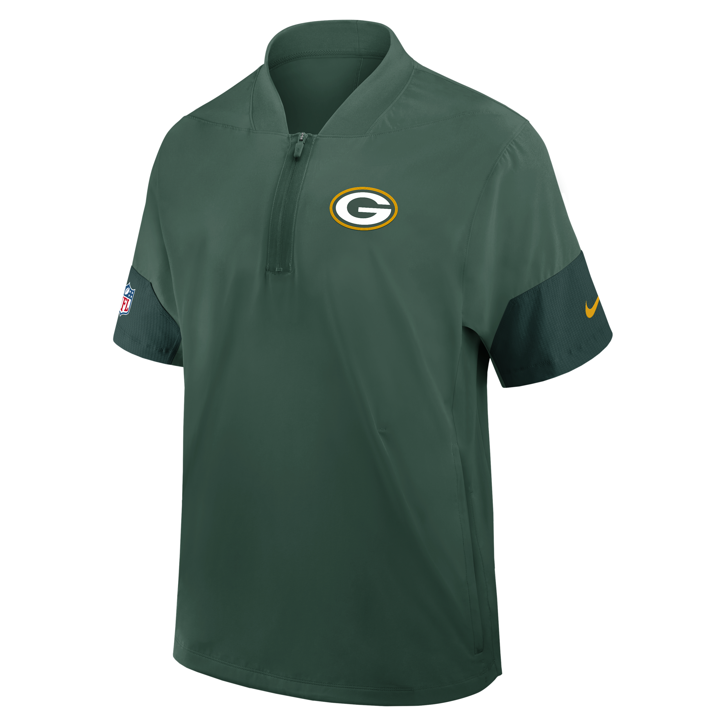 Green Bay Packers Sideline Coach Nike Men's NFL 1/2-Zip Short-Sleeve Jacket in Green | 03BO0DGK7T-2J5