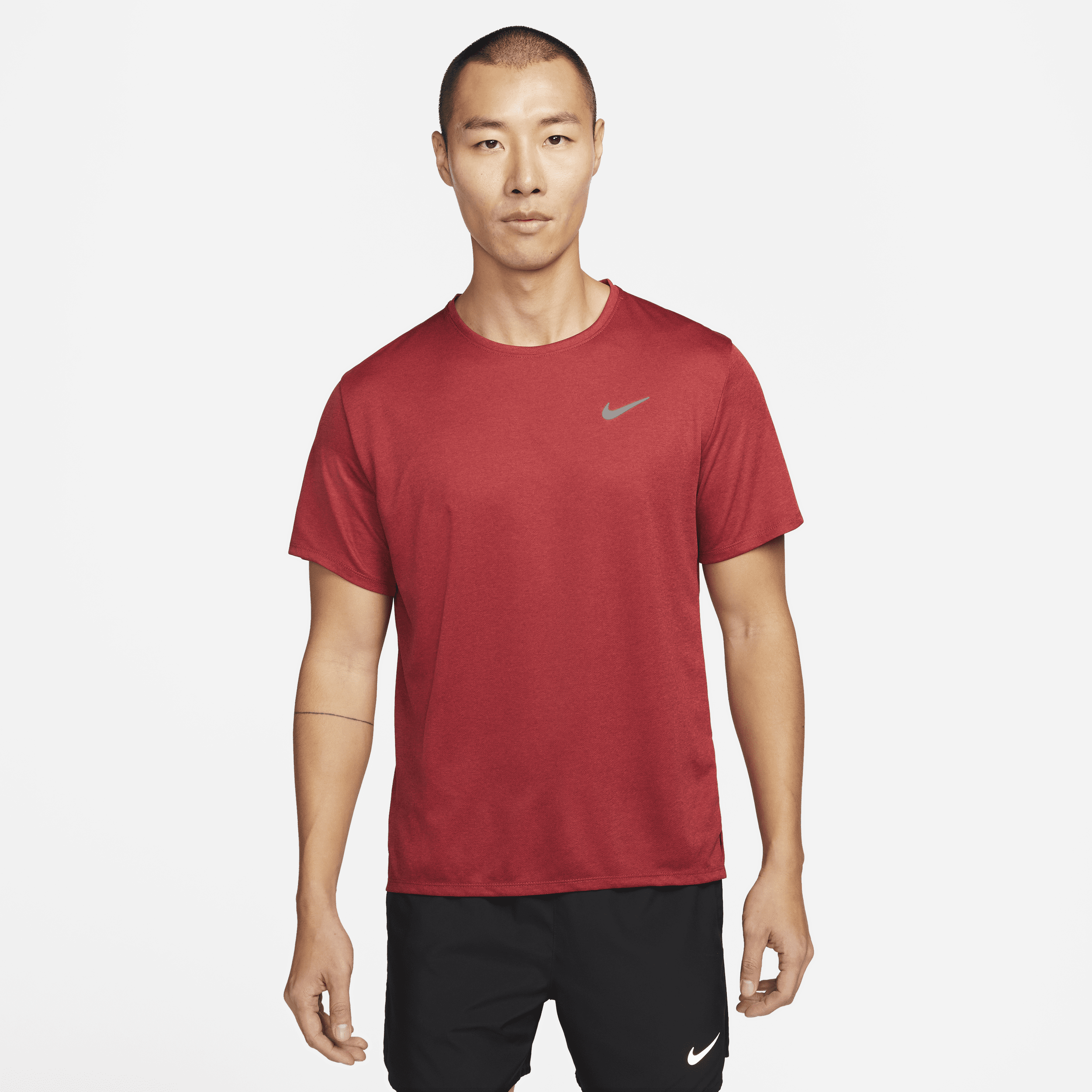 Nike Men's Miler Dri-fit Uv Short-sleeve Running Top In Red