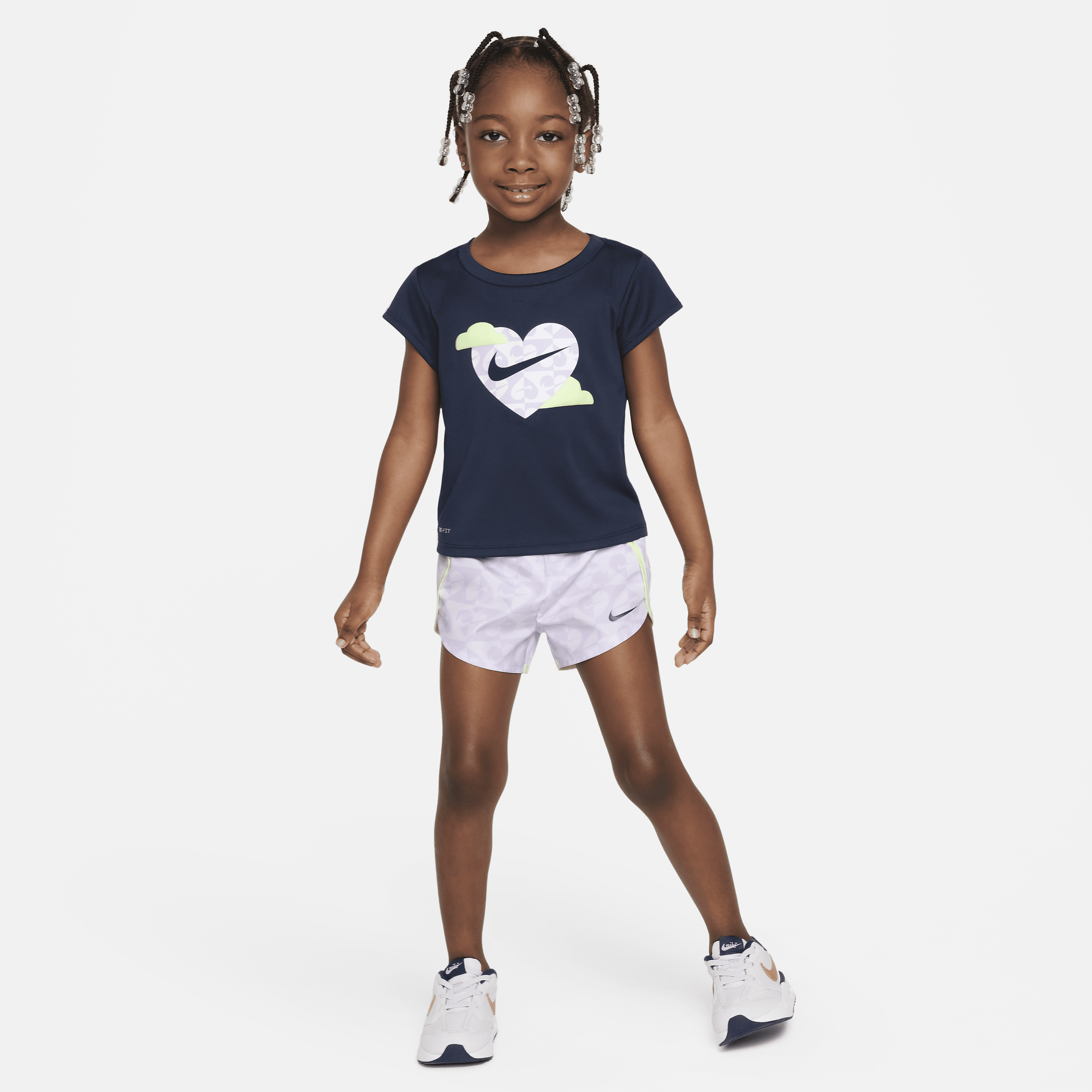 Nike Babies' Sweet Swoosh Dri-fit Sprinter Toddler 2-piece Sprinter Set In Purple