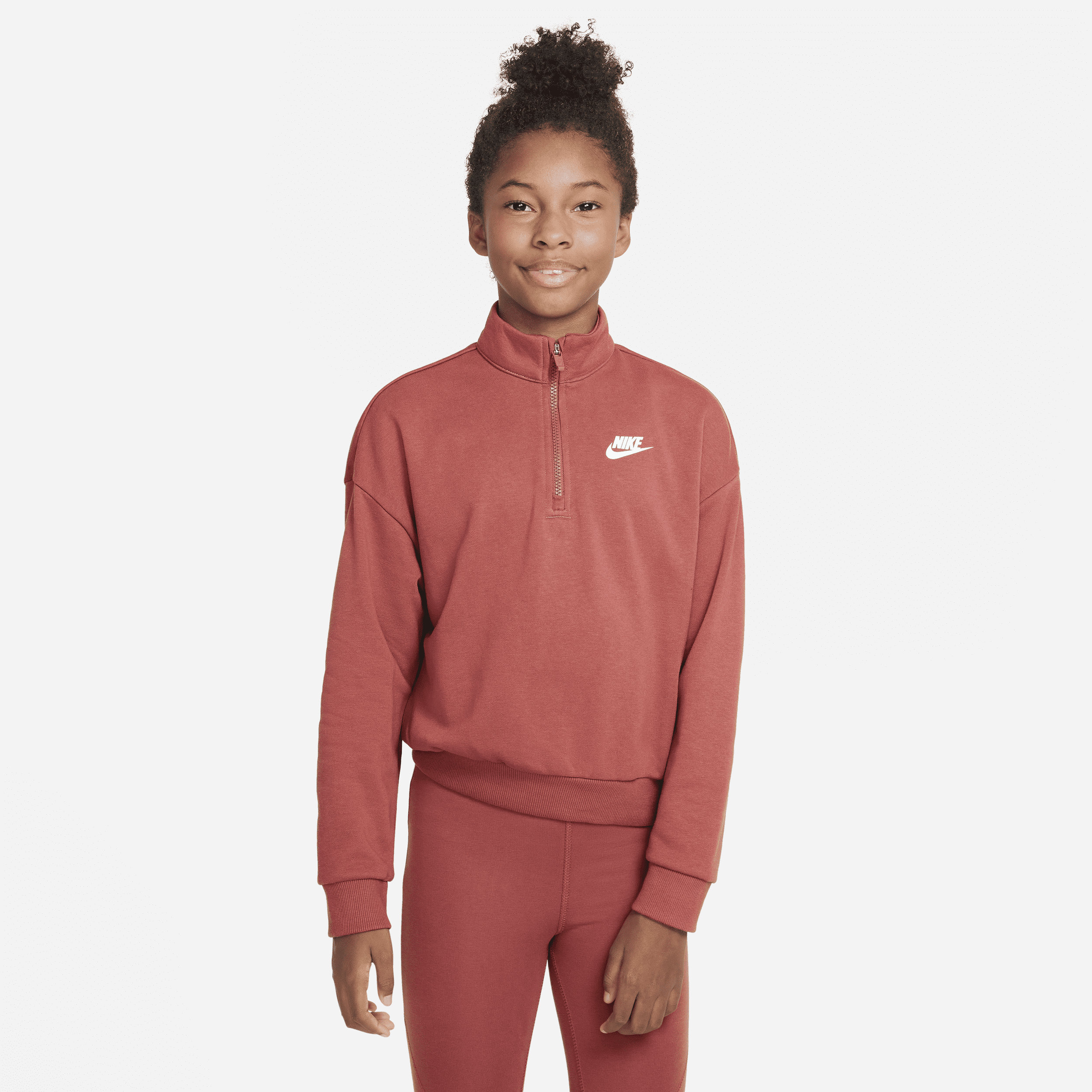 Nike Sportswear Club Fleece Big Kids' (girls') 1/2-zip Top In Red