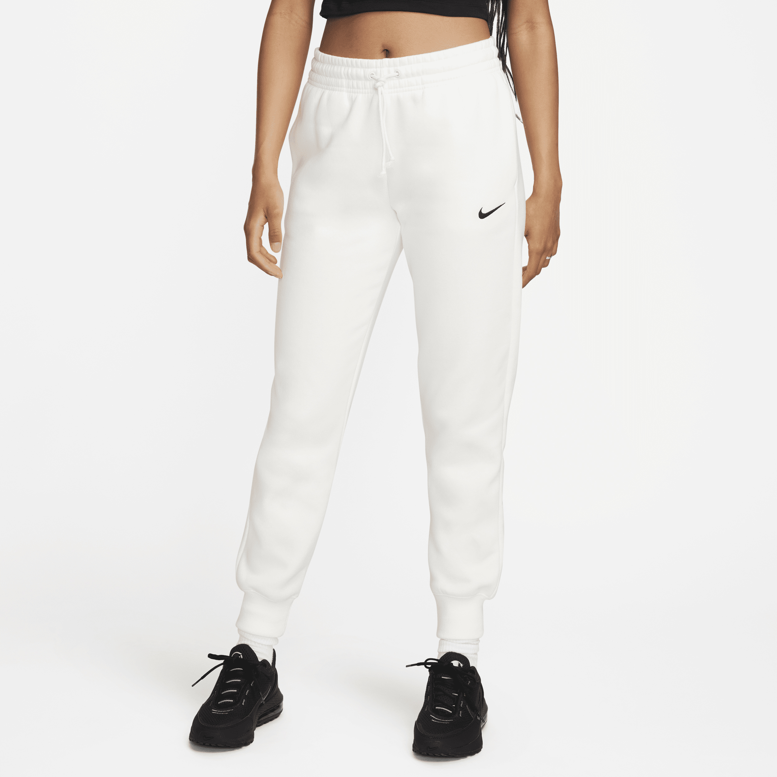 Shop Nike Women's  Sportswear Phoenix Fleece Mid-rise Sweatpants In White