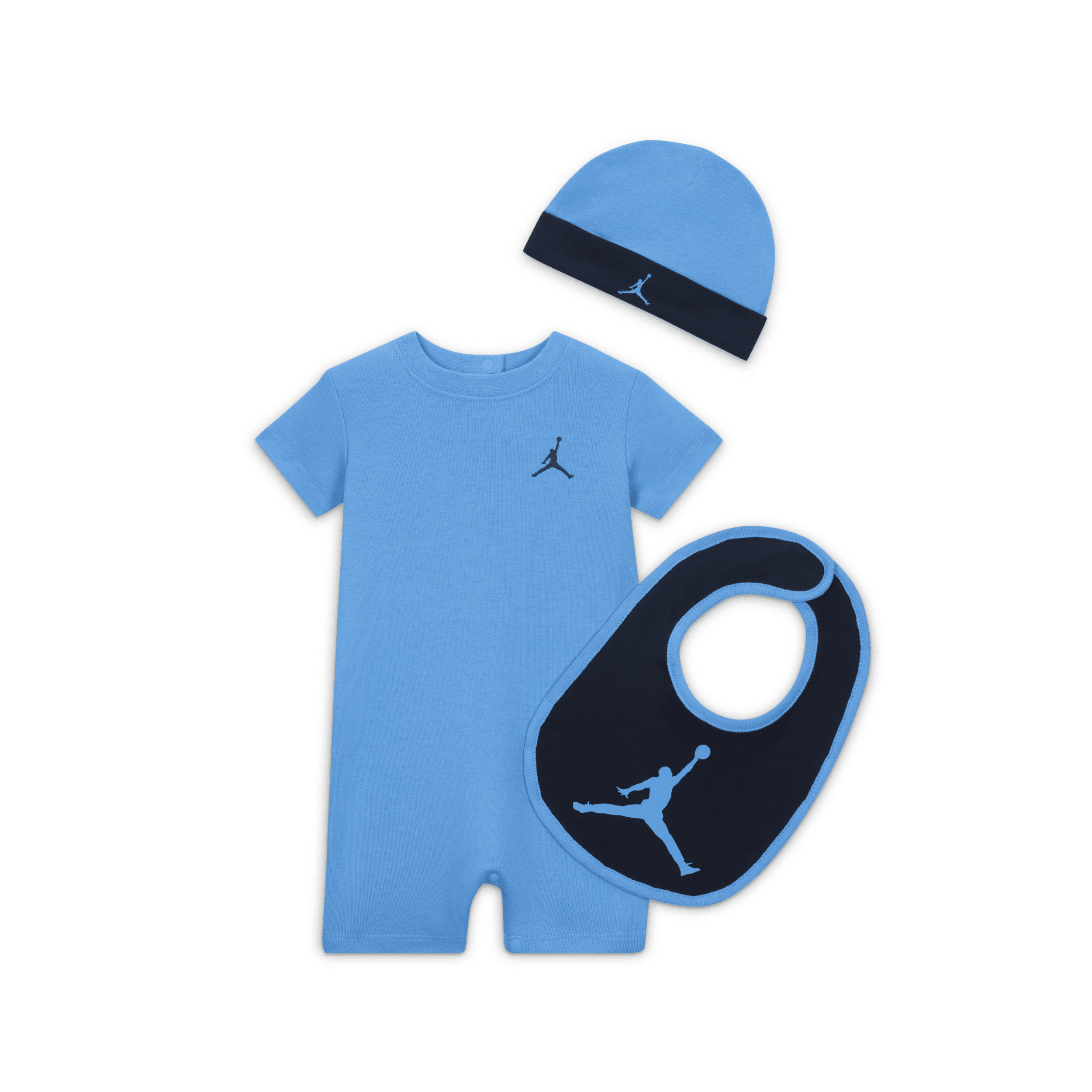 Shop Jordan Jumpman Baby 3-piece Romper Set In Blue