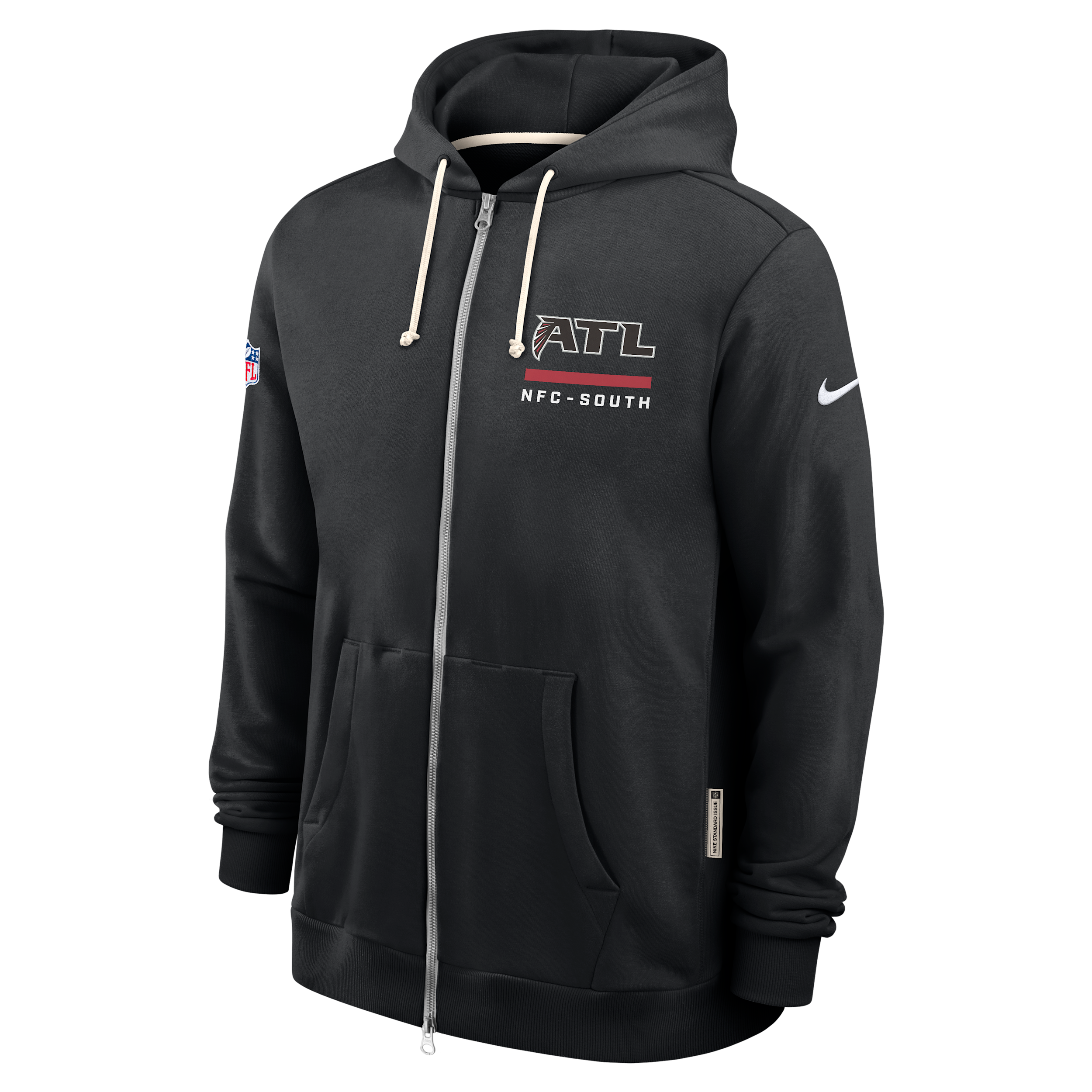 Nike Black Atlanta Falcons Sideline Standard Issue Utility Player Dri-fit Full-zip Hoodie In Black