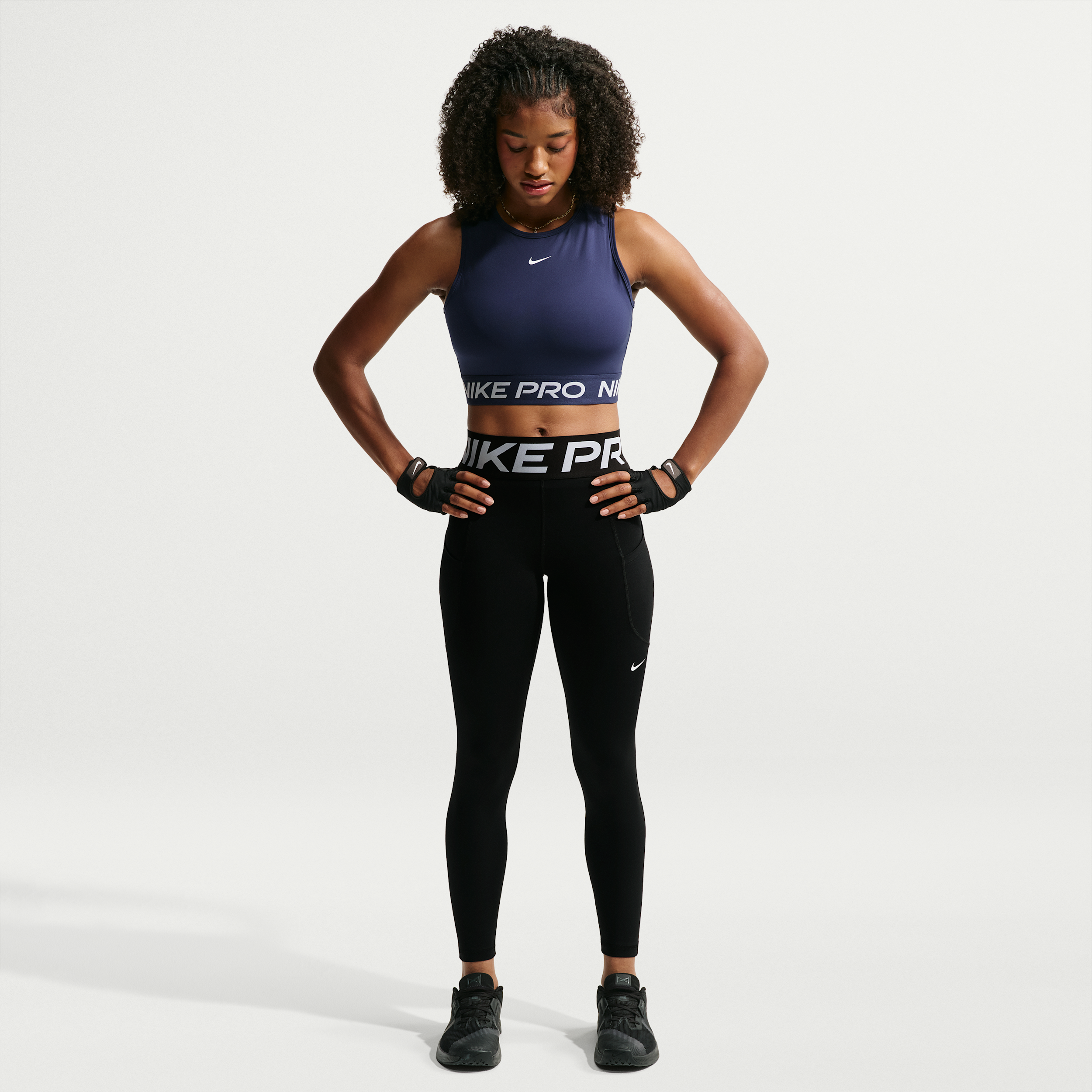 Women's Nike Pro Sculpt High-Waisted 7/8 Leggings with Pockets in Black | FV7388-010