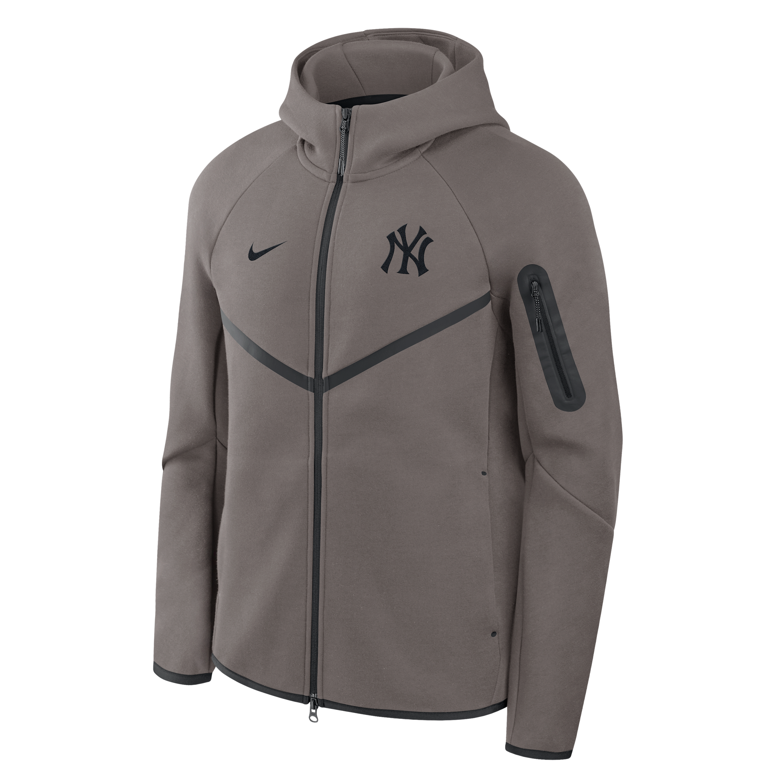 New York Yankees Tech Fleece Nike Men's MLB Full-Zip Hooded Jacket in Brown | 05L40LYKNK-R3D